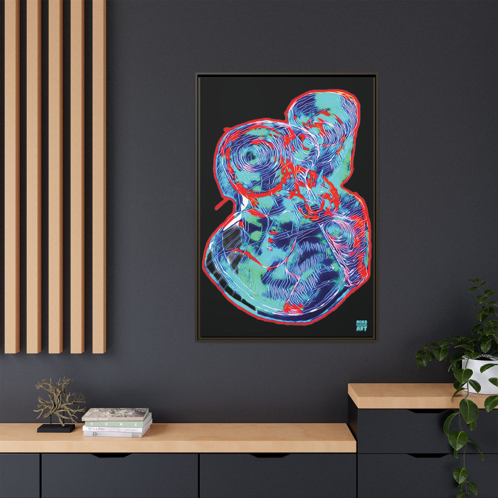 Curiosity (Red & Teal), Black Background) Matte Canvas, Framed