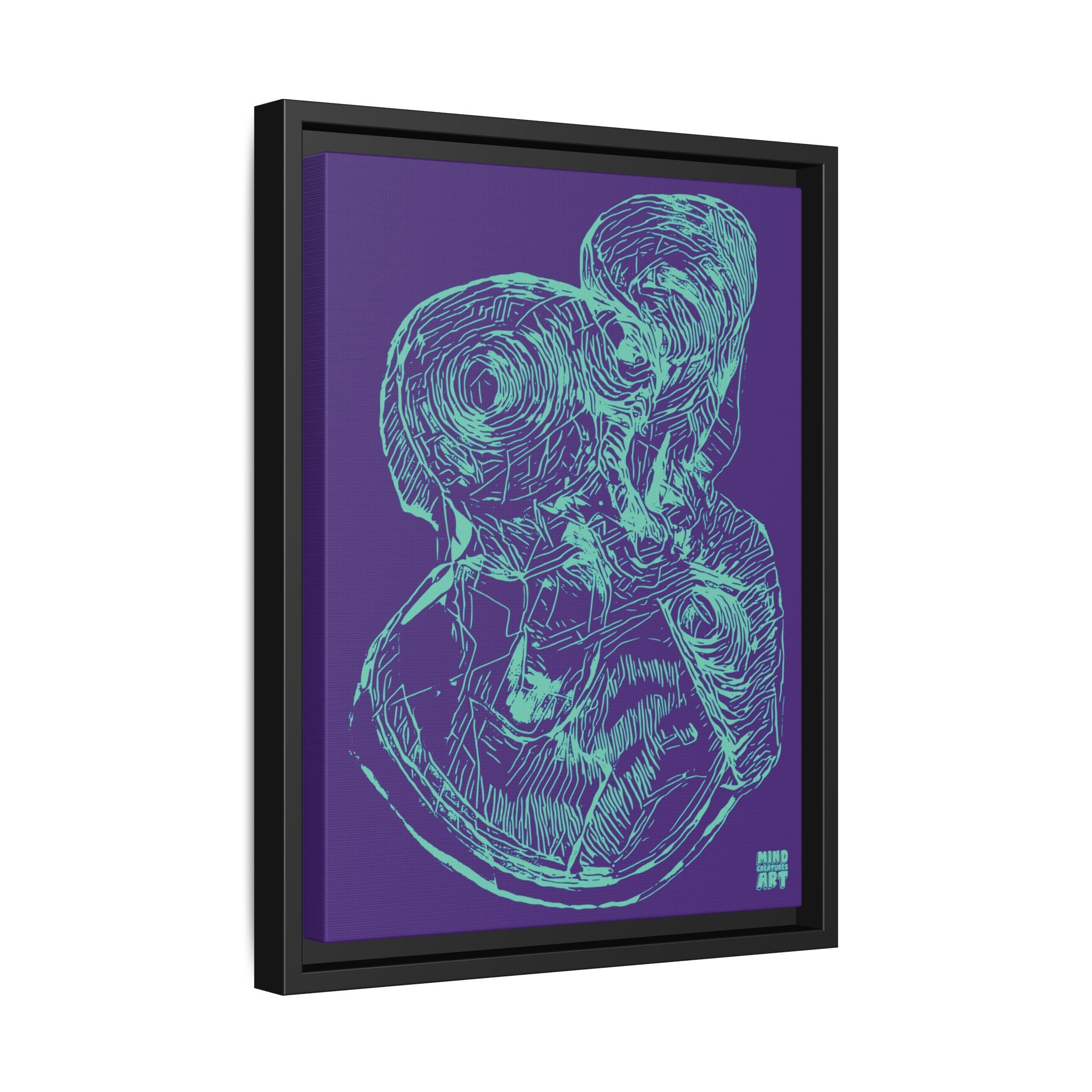 Curiosity (Teal, Purple Background) Matte Canvas, Framed
