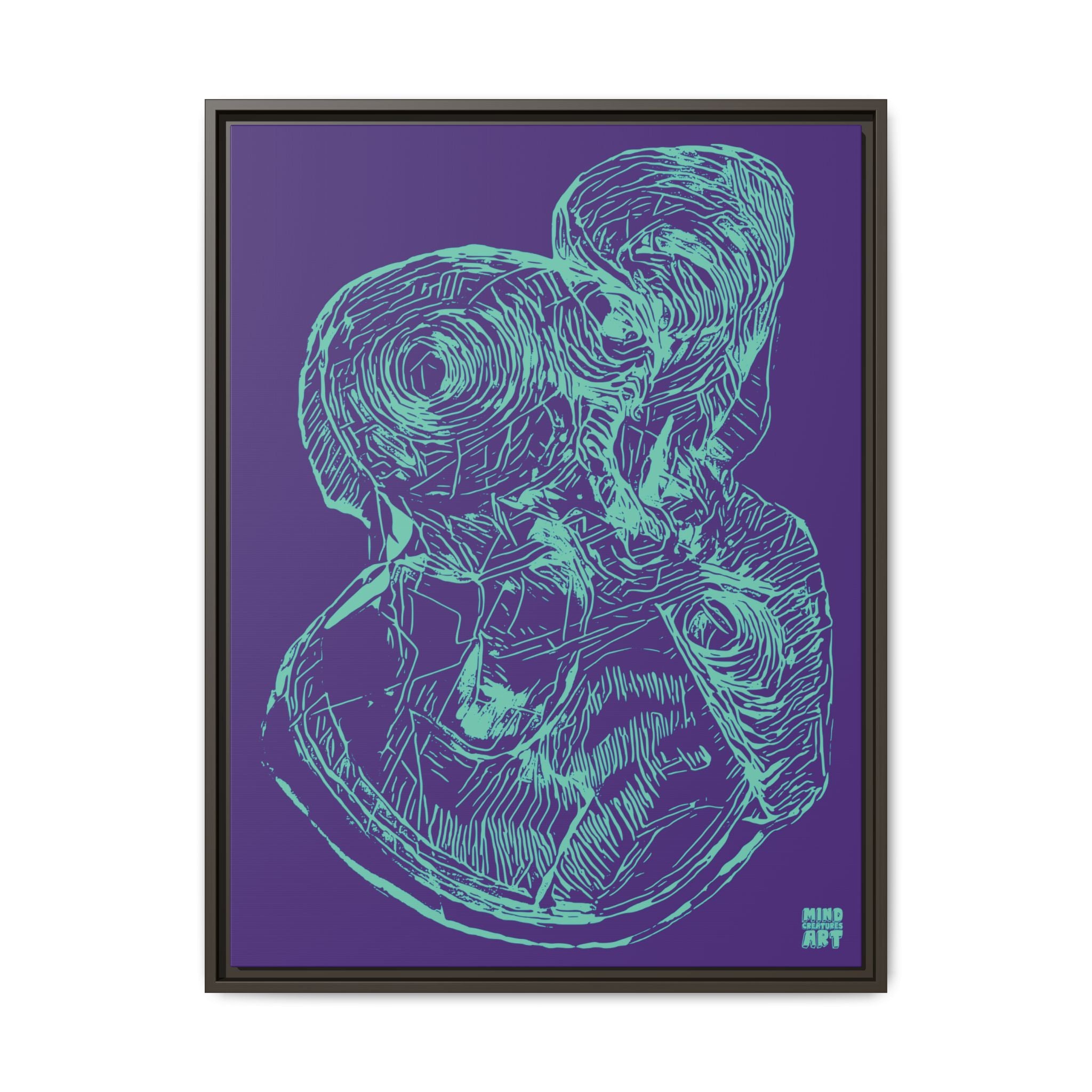 Curiosity (Teal, Purple Background) Matte Canvas, Framed