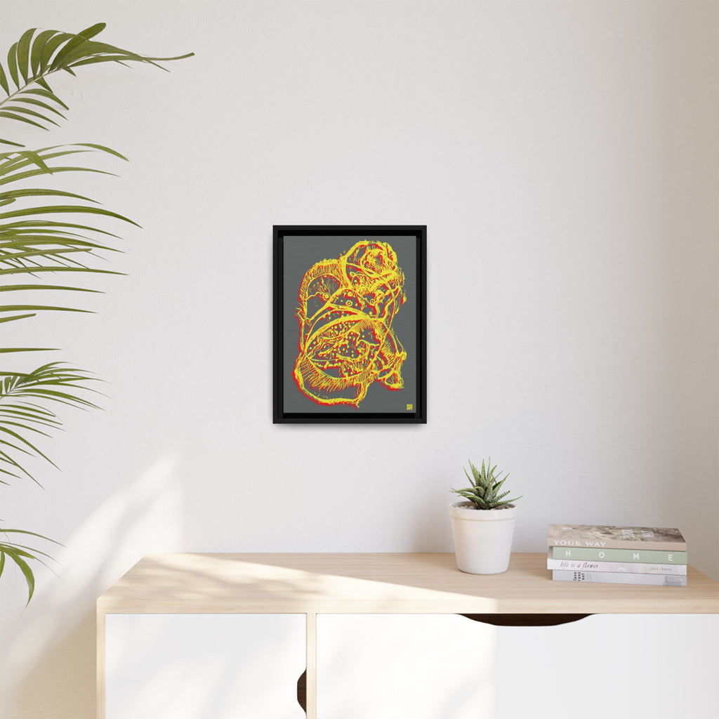 Exploration (Blur, Red & Yellow, Dark Gray Background) Matte Canvas, Framed