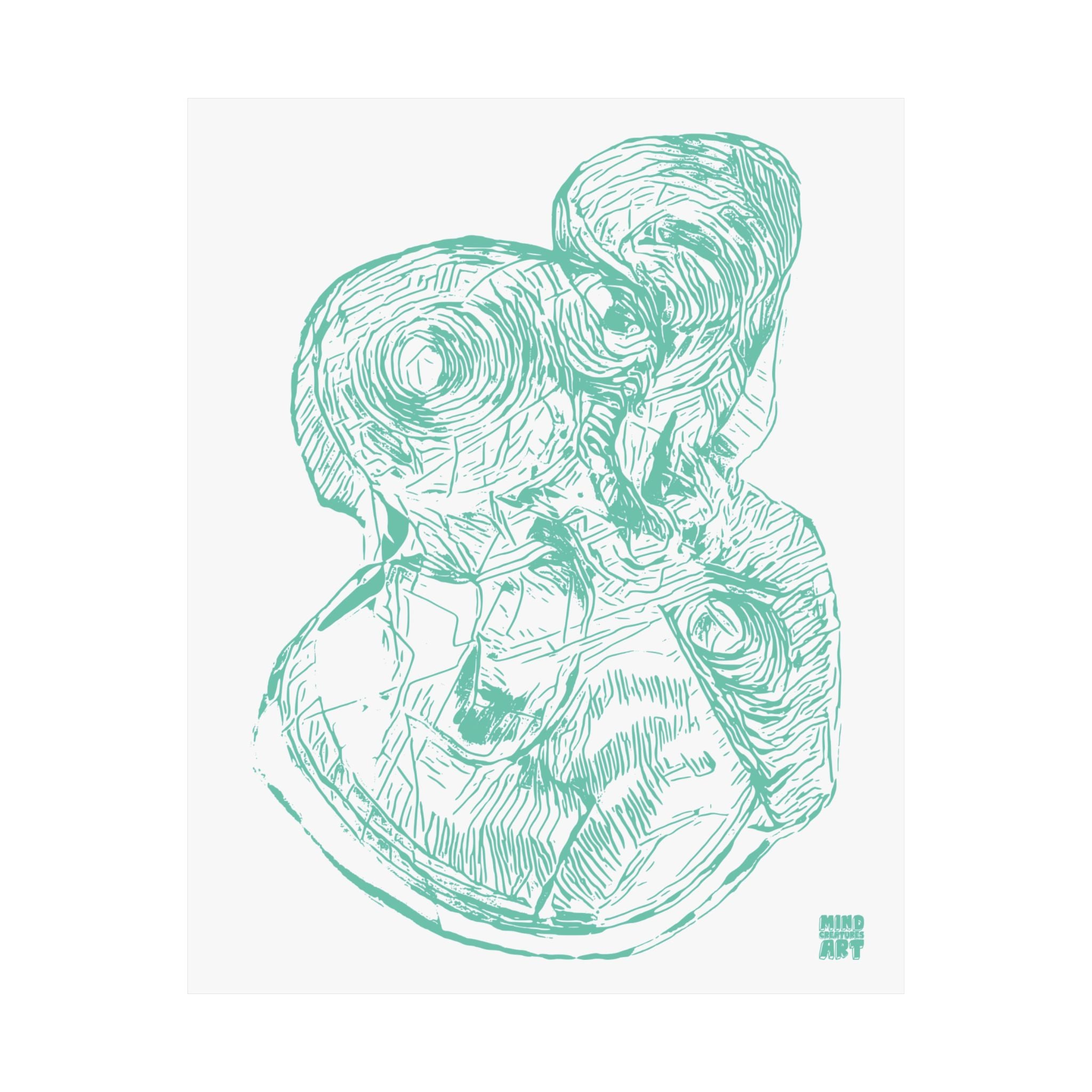 Curiosity (Teal, White Background) Matte Poster