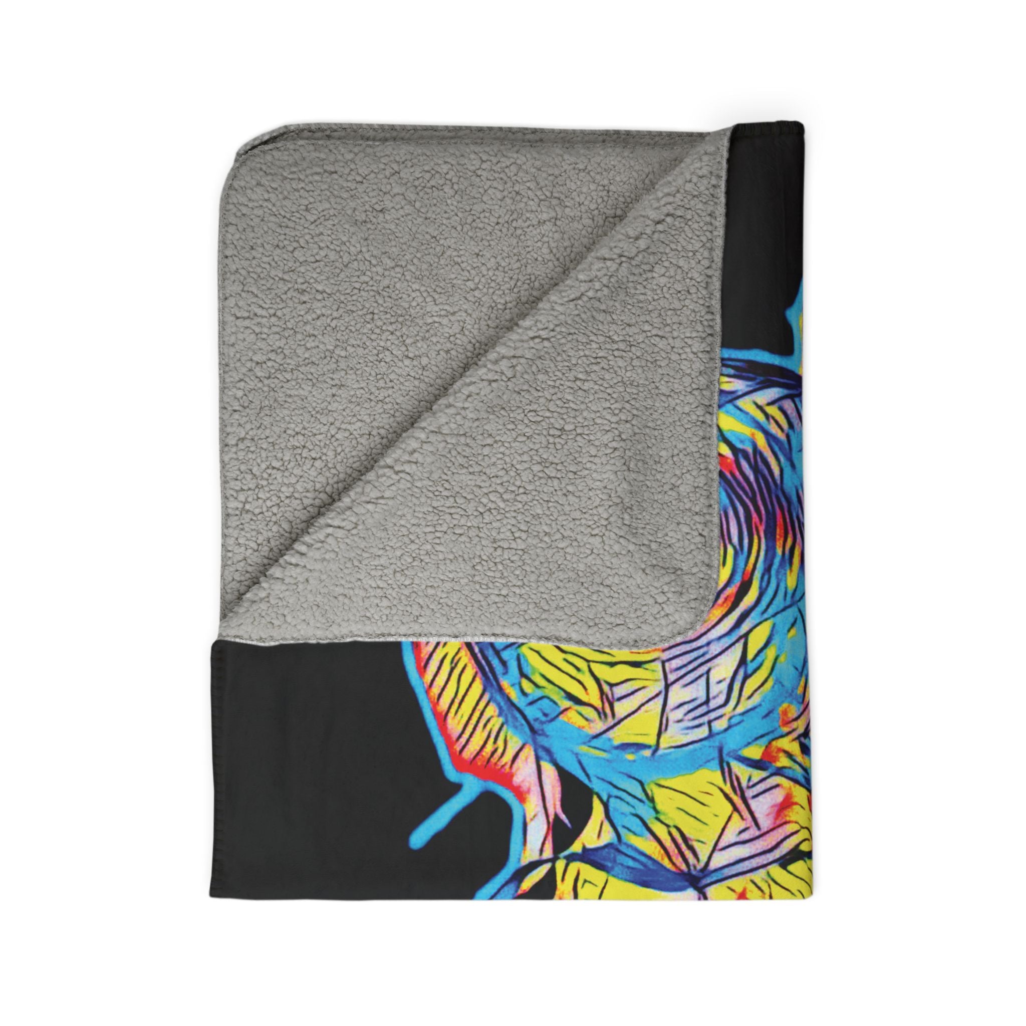Curiosity (Neon, Black Background) Fleece Sherpa Blanket