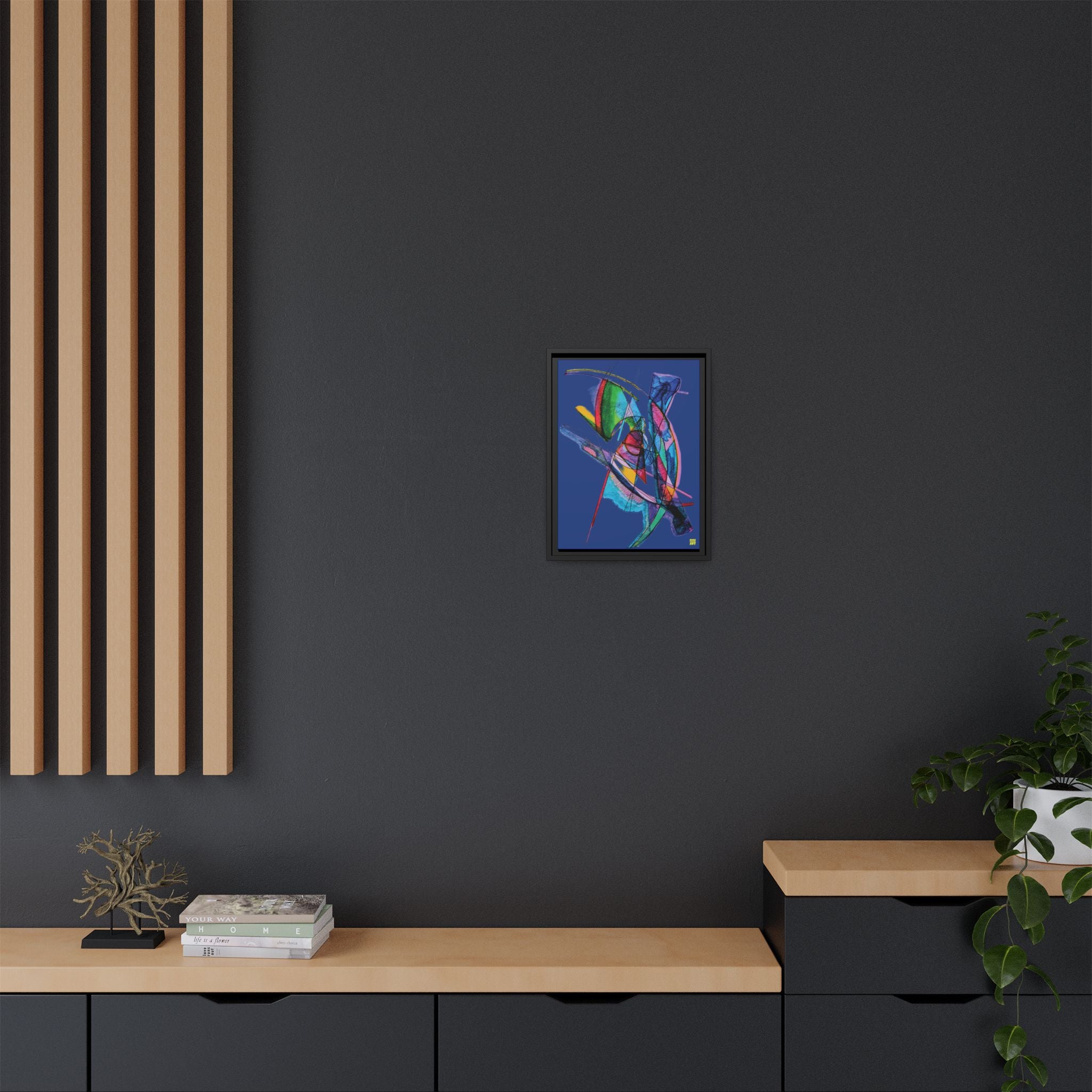 Watching (Dark Blue Background) Matte Canvas, Framed