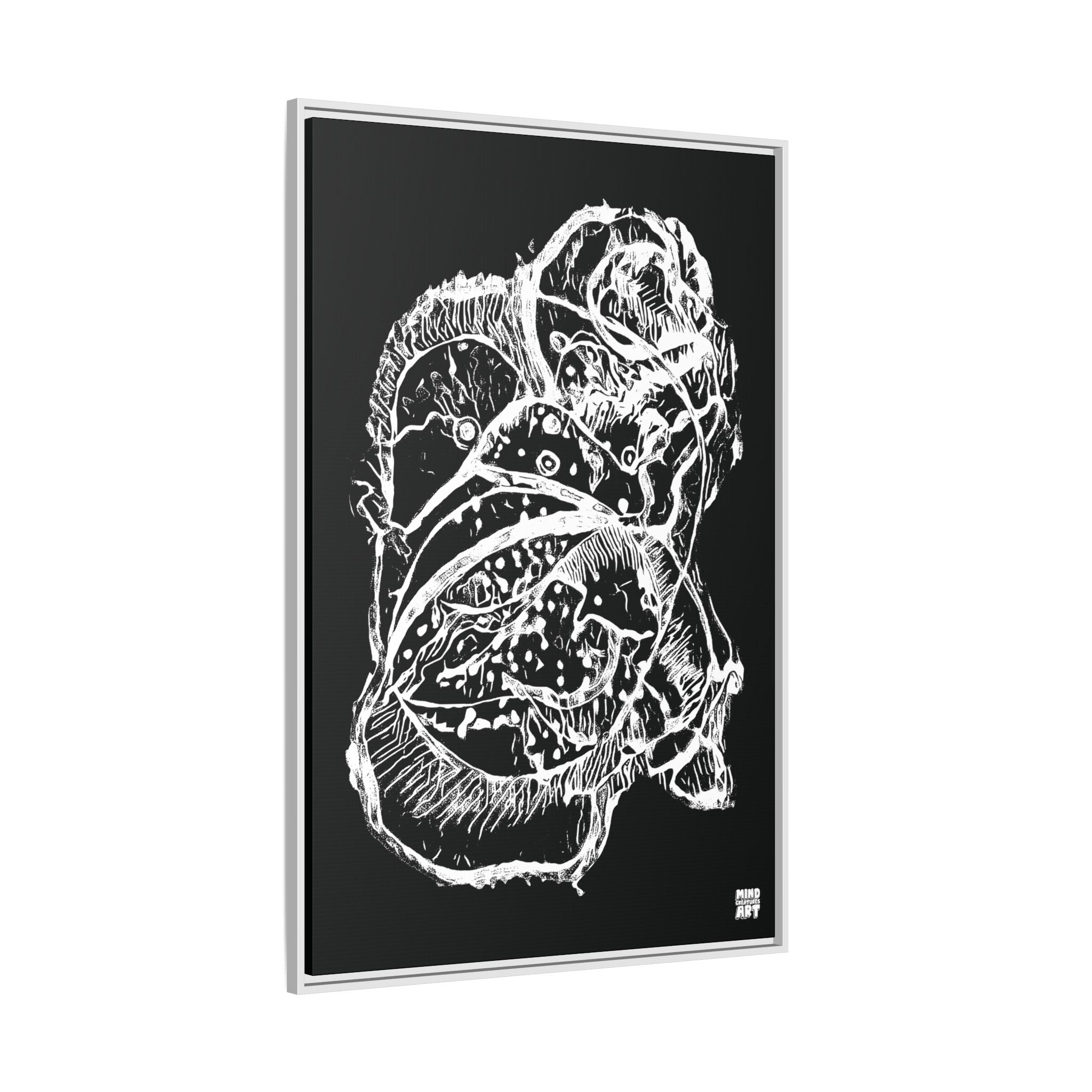 Exploration (White, Black Background) Matte Canvas, Framed