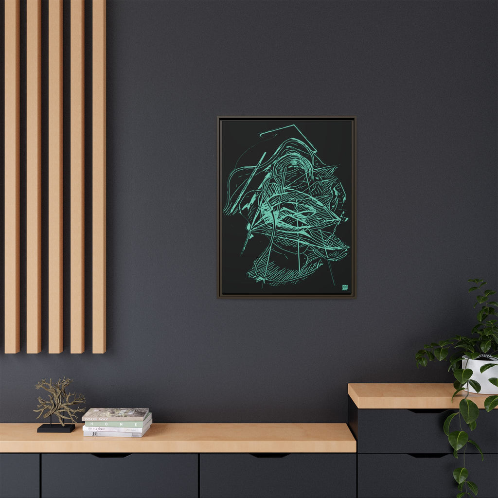 Dive Reflex (Teal, Black Background) Matte Canvas, Framed