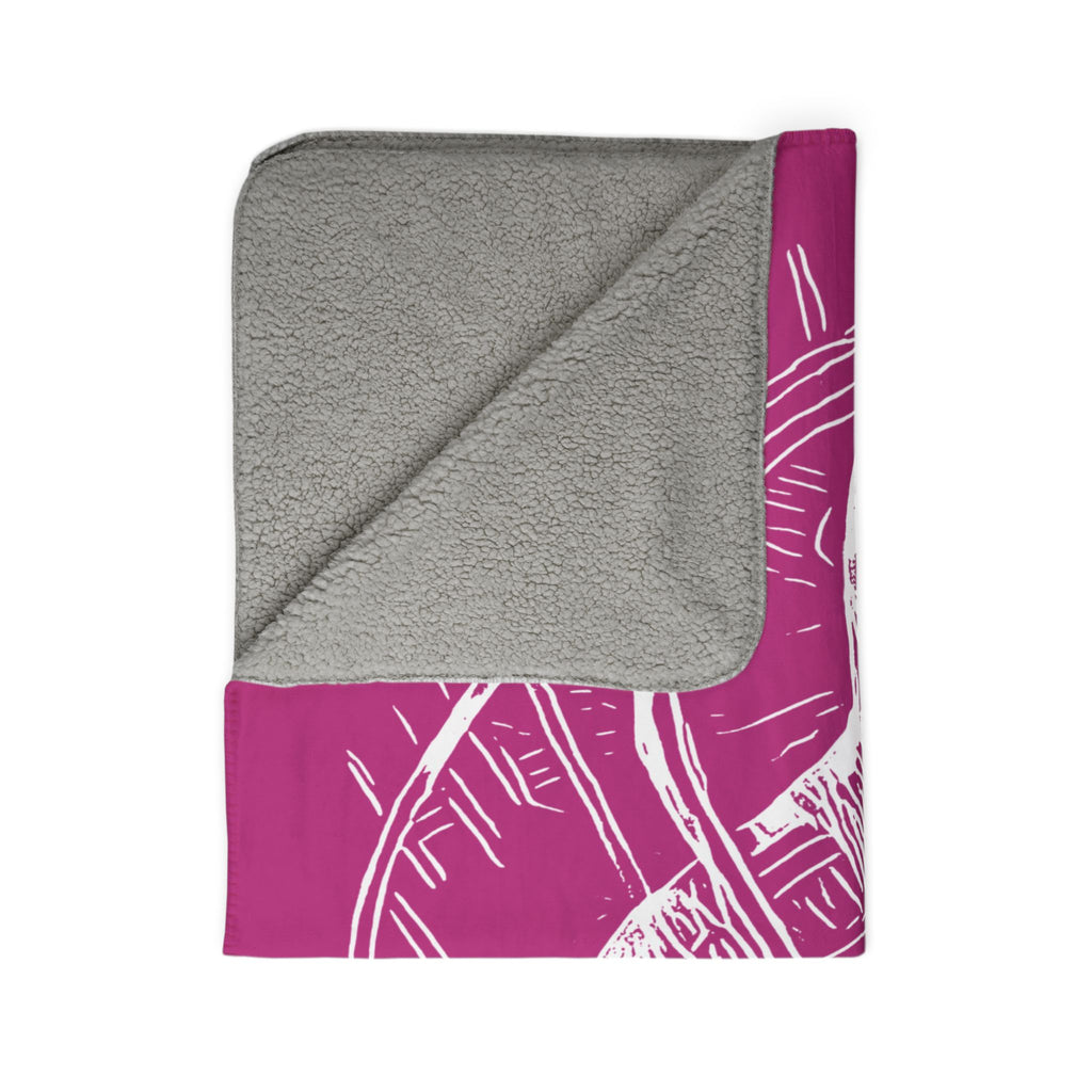 Jelly Jam (White, Pink Background) Fleece Sherpa Blanket