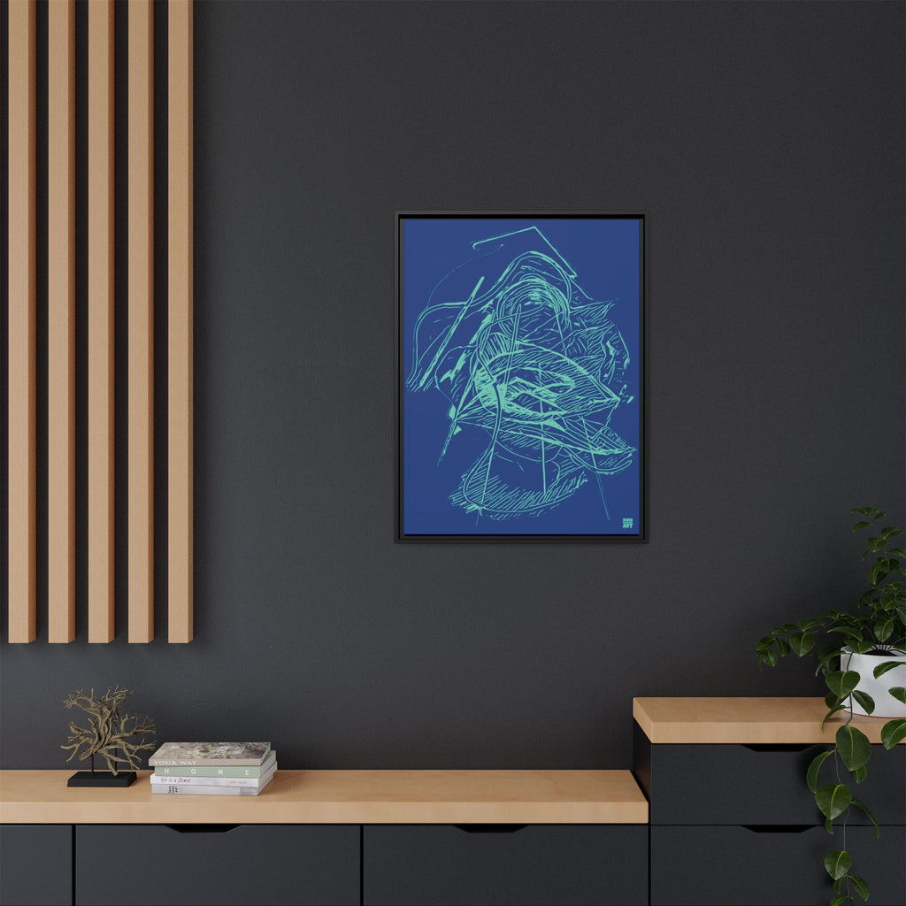 Dive Reflex (Teal, Dark Blue Background) Matte Canvas, Framed