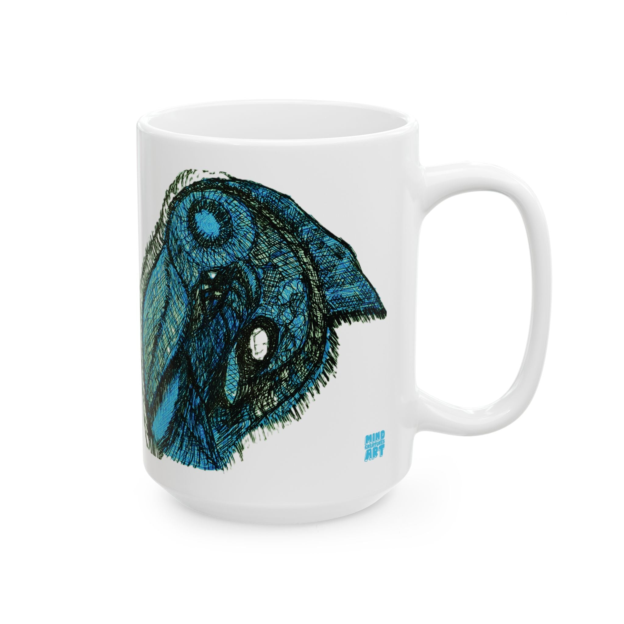 Who Are You? (Teal) White Ceramic Mug, (11oz, 15oz)