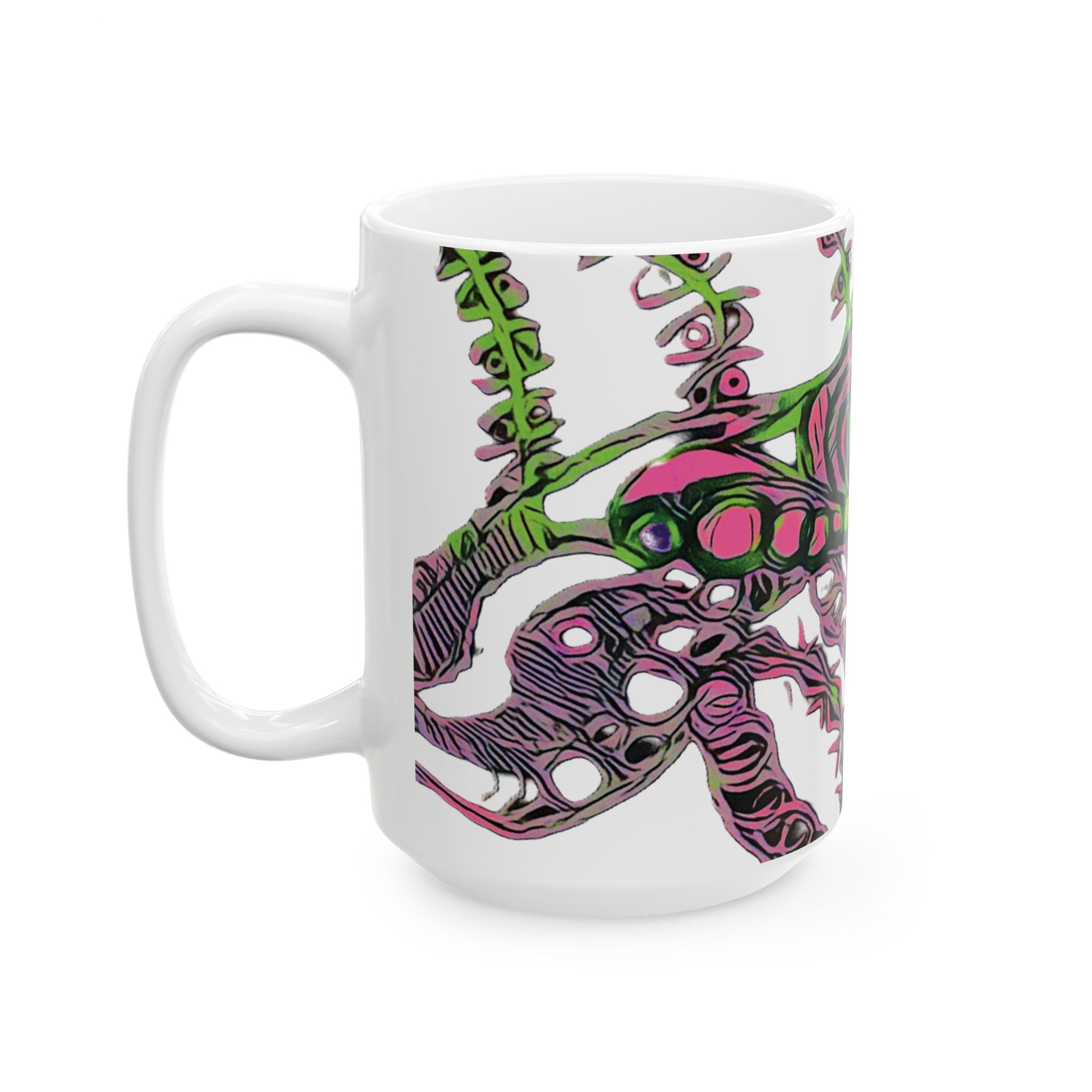 Vessel (Neon) White Ceramic Mug, (11oz, 15oz)