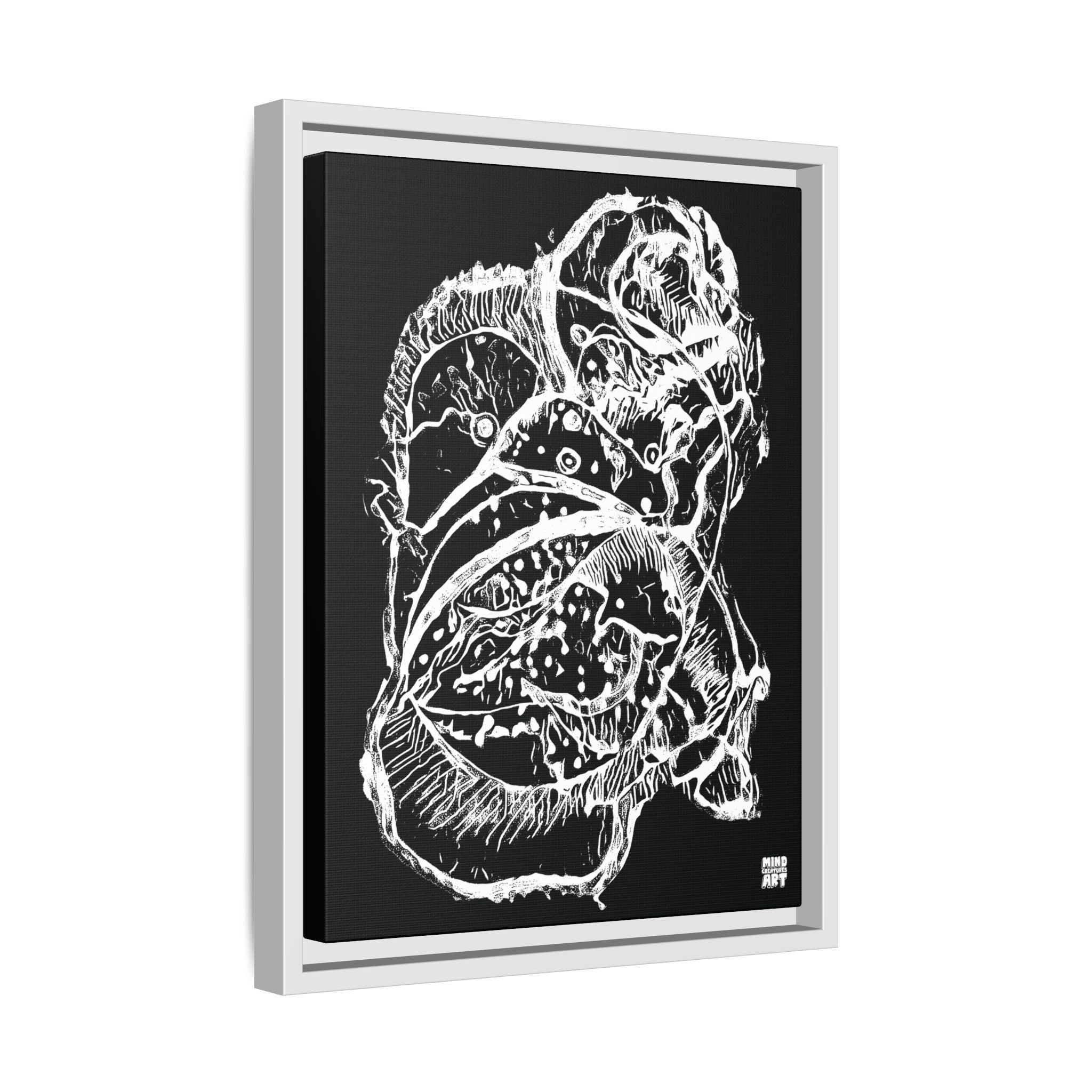 Exploration (White, Black Background) Matte Canvas, Framed