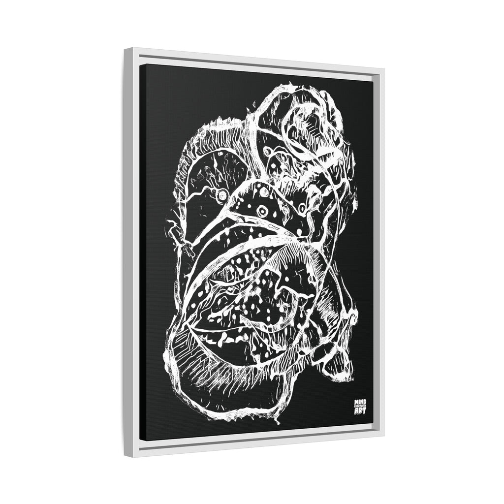 Exploration (White, Black Background) Matte Canvas, Framed