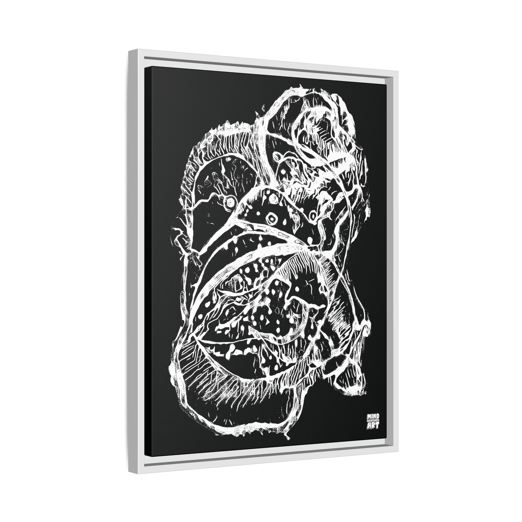 Exploration (White, Black Background) Matte Canvas, Framed