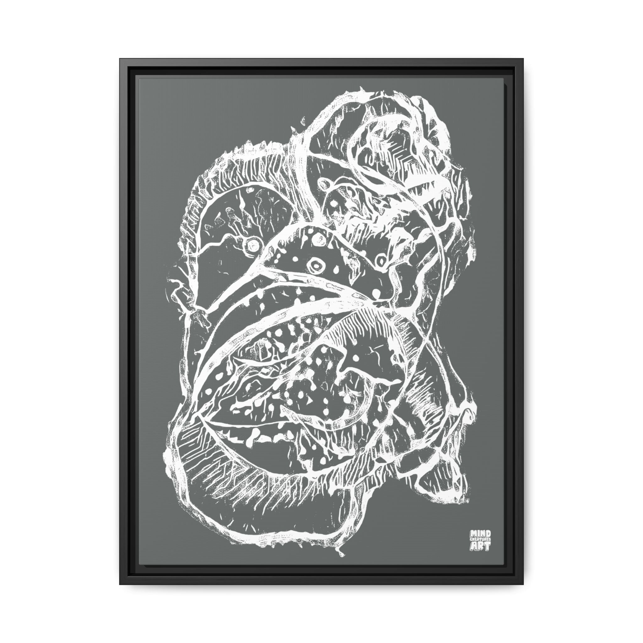 Exploration (White, Dark Gray Background) Matte Canvas, Framed