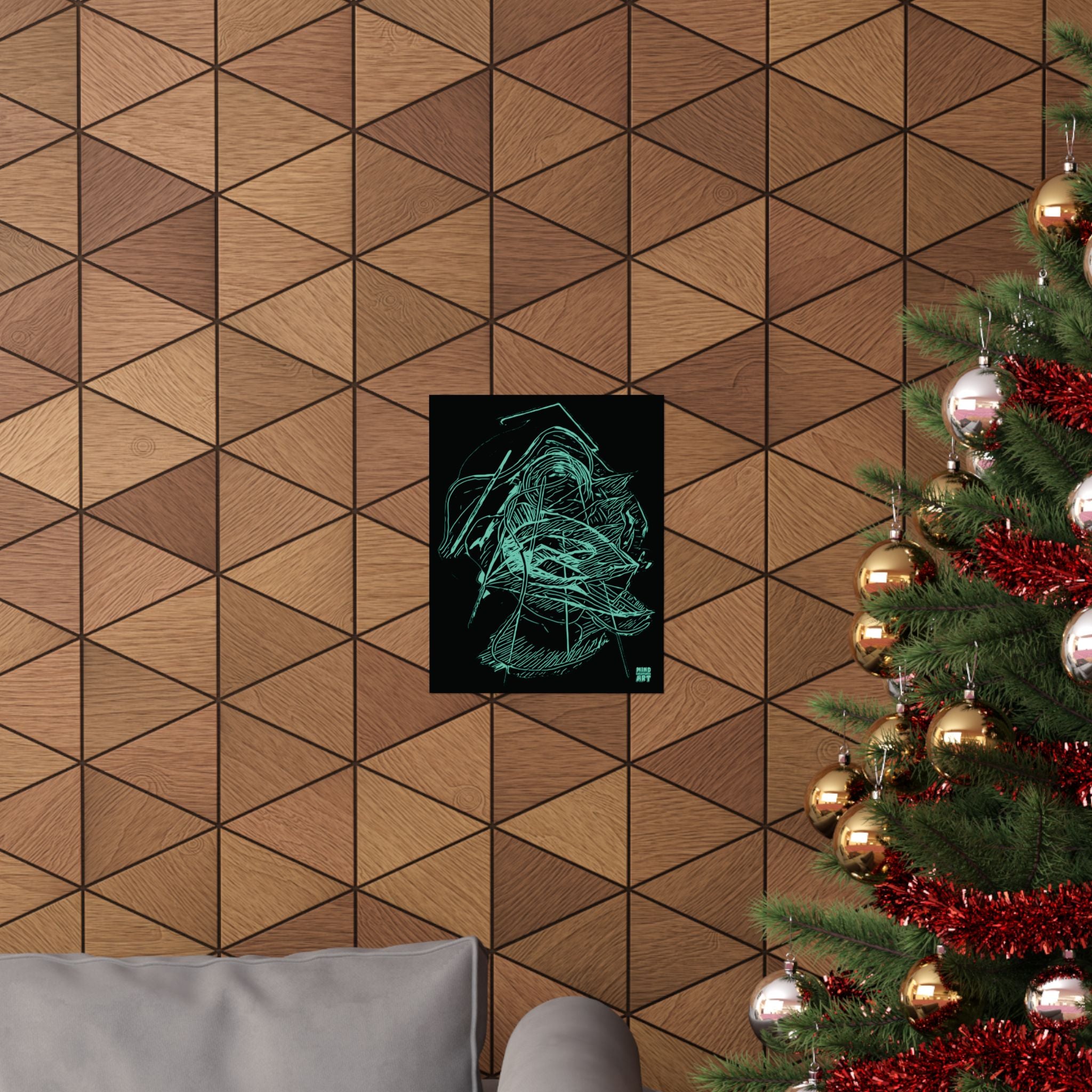 Dive Reflex (Teal, Black Background) Fine Art Poster
