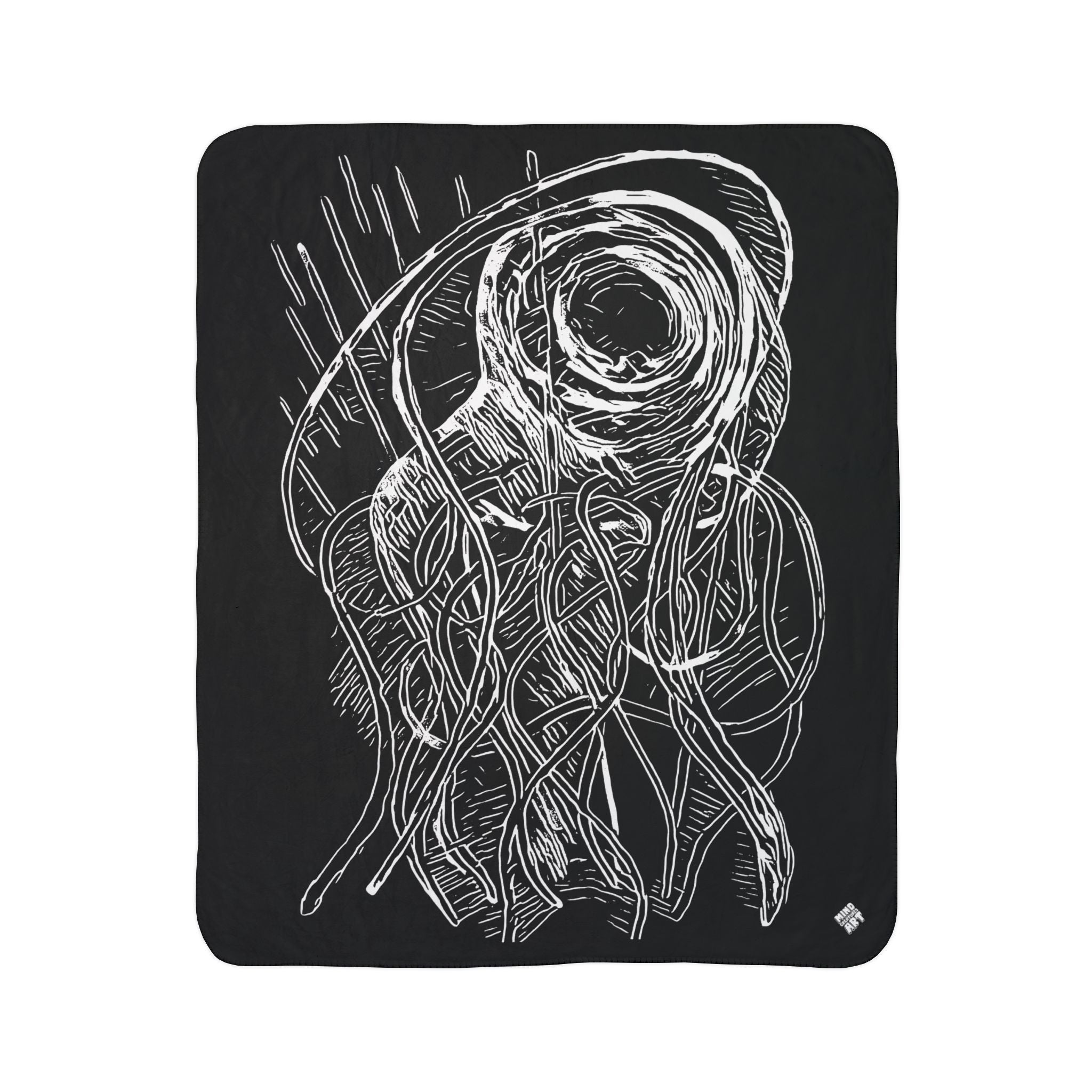 Jelly Jam (White, Black Background) Fleece Sherpa Blanket