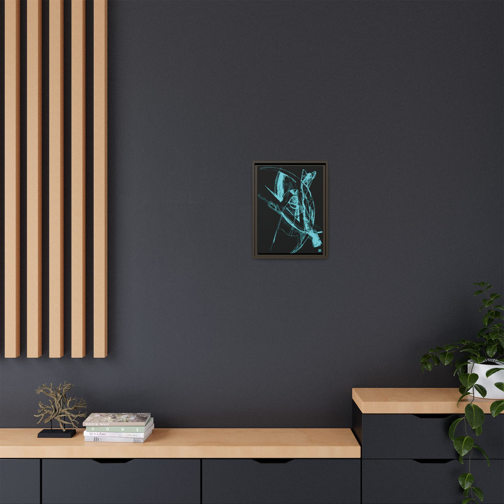 Watching (Aqua, Black Background) Matte Canvas, Framed