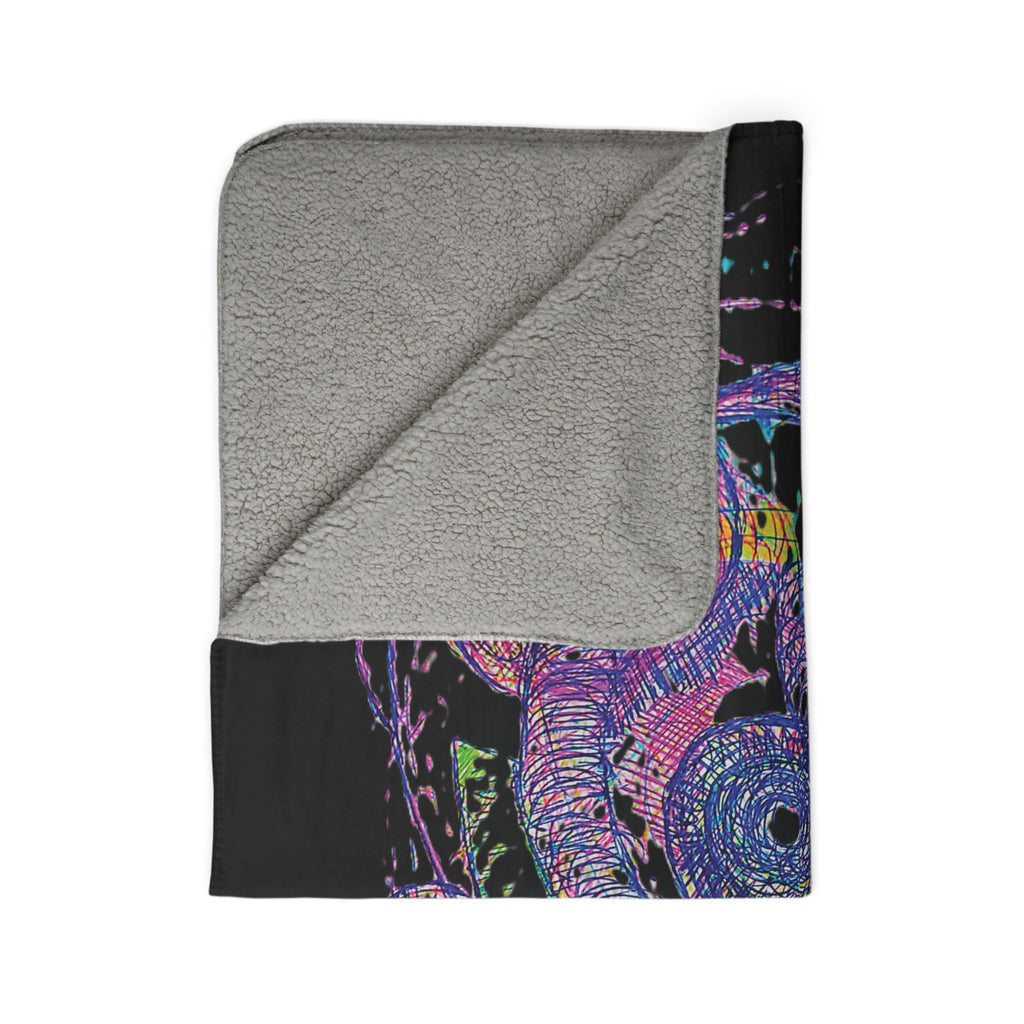 Spiraling (Black Background) Fleece Sherpa Blanket