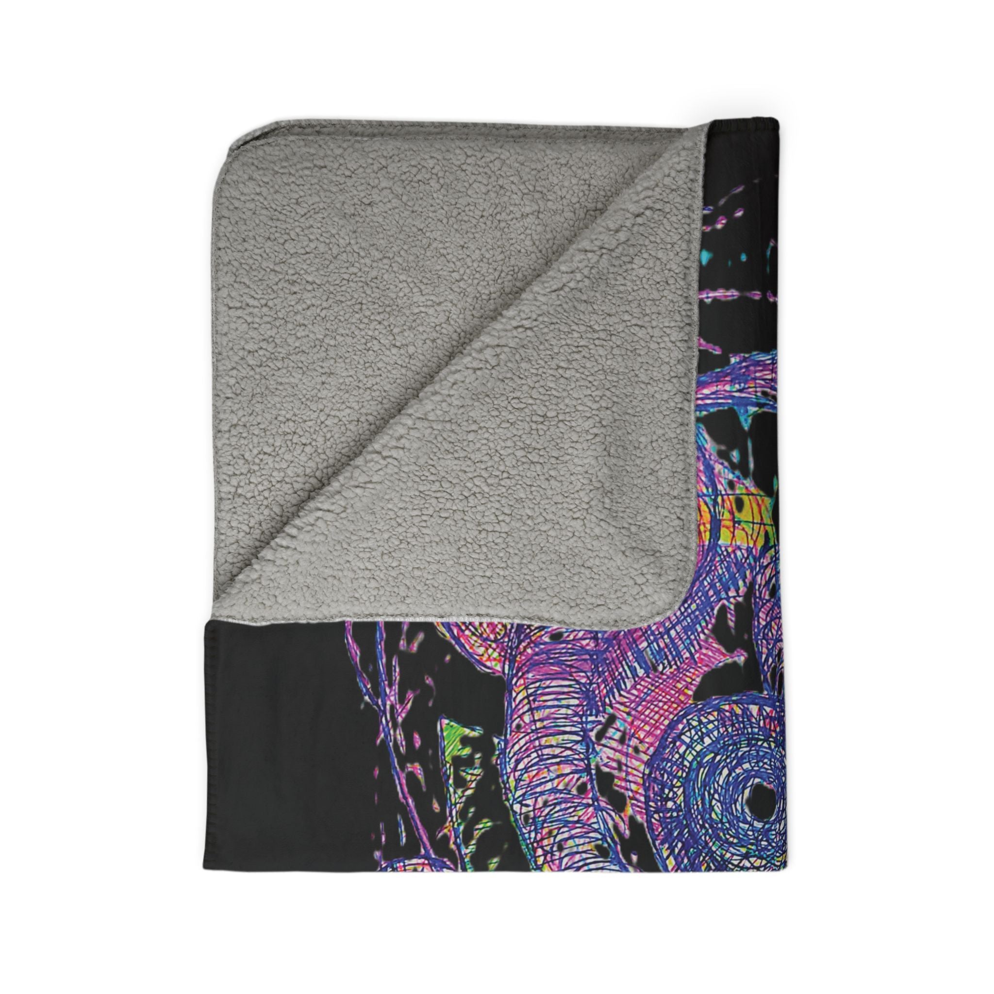 Spiraling (Black Background) Fleece Sherpa Blanket