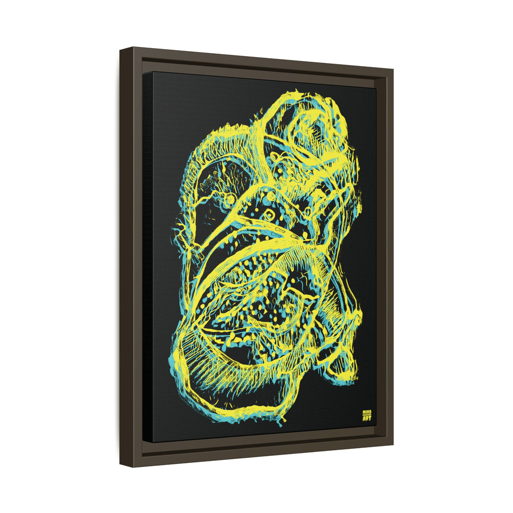 Exploration (Blur, Blue & Yellow, Black Background) Matte Canvas, Framed