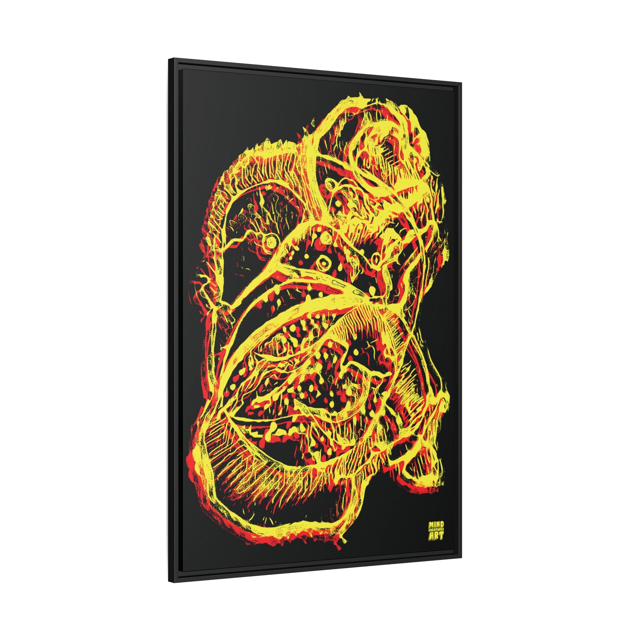 Exploration (Blur, Red & Yellow, Black Background) Matte Canvas, Framed