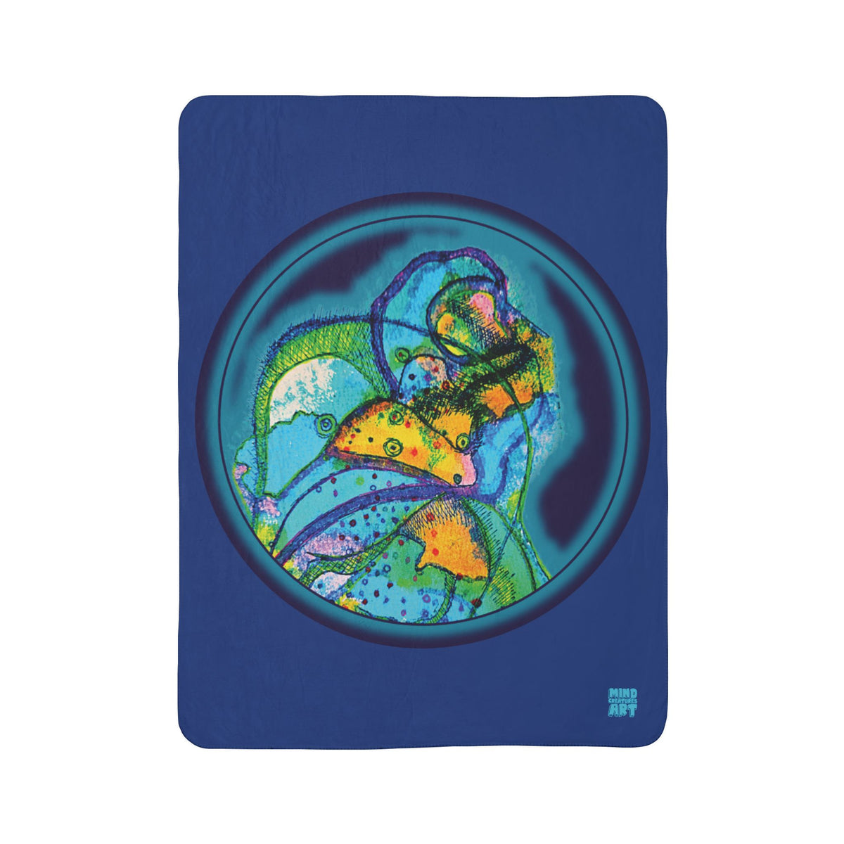 Exploration (Dark Blue Background) Fleece Sherpa Blanket