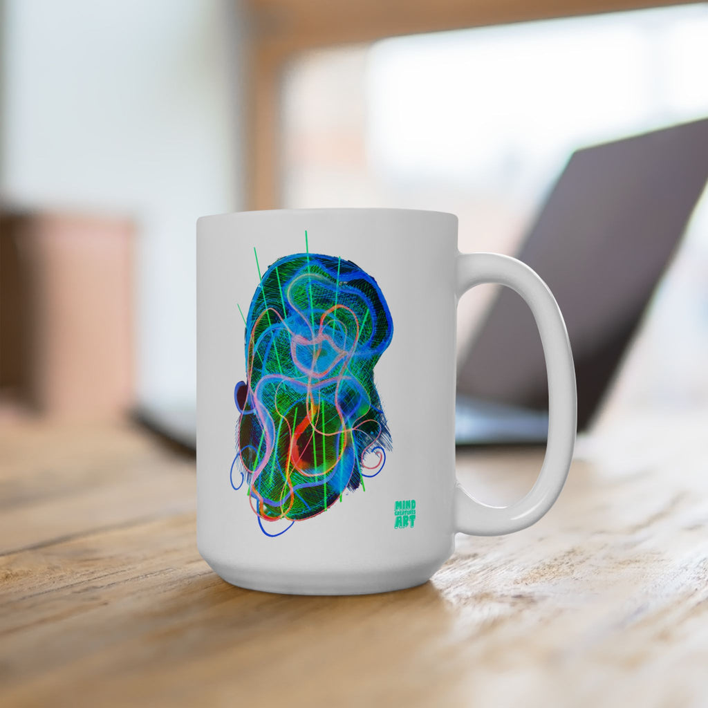 Davy Jones (Electric Green & Blue) White Ceramic Mug, (11oz, 15oz)