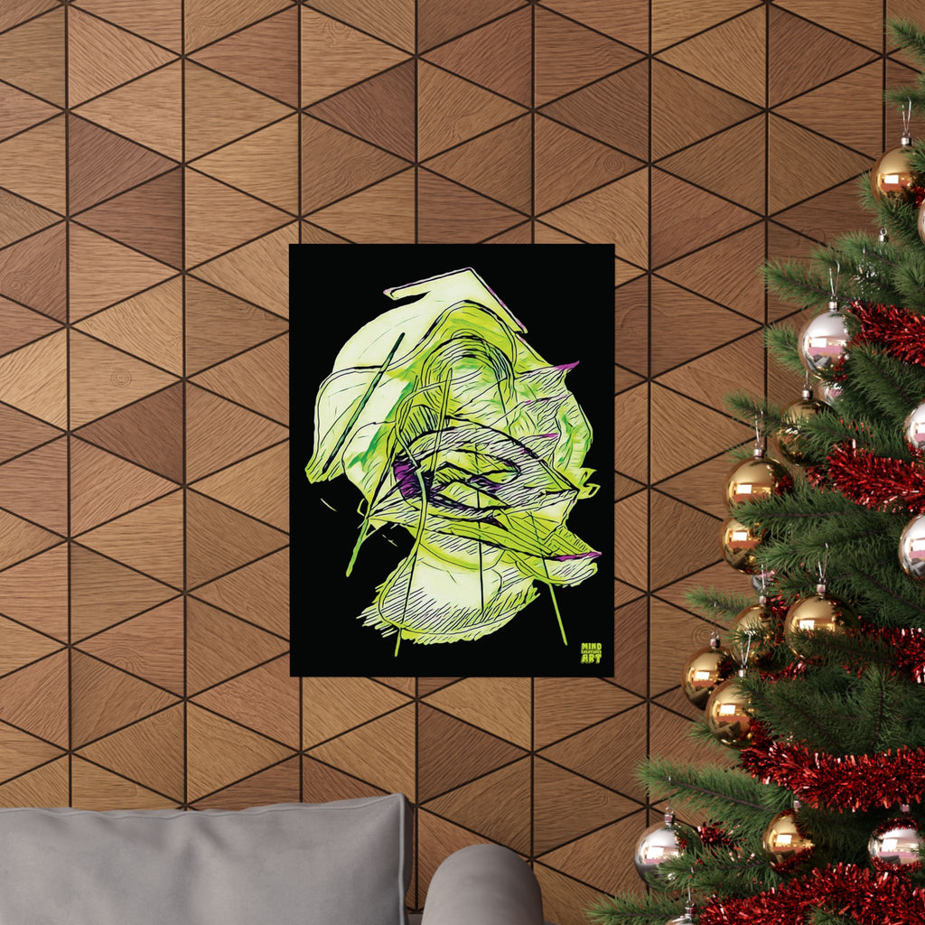 Dive Reflex (Lime, Black Background) Matte Poster