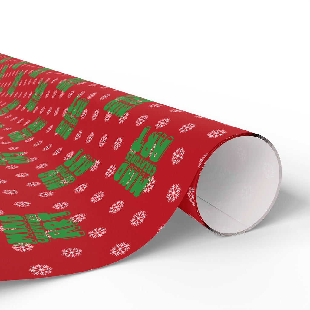 MCA Logo & Snowflake (Green, Red Background) Heavy Wrapping Paper