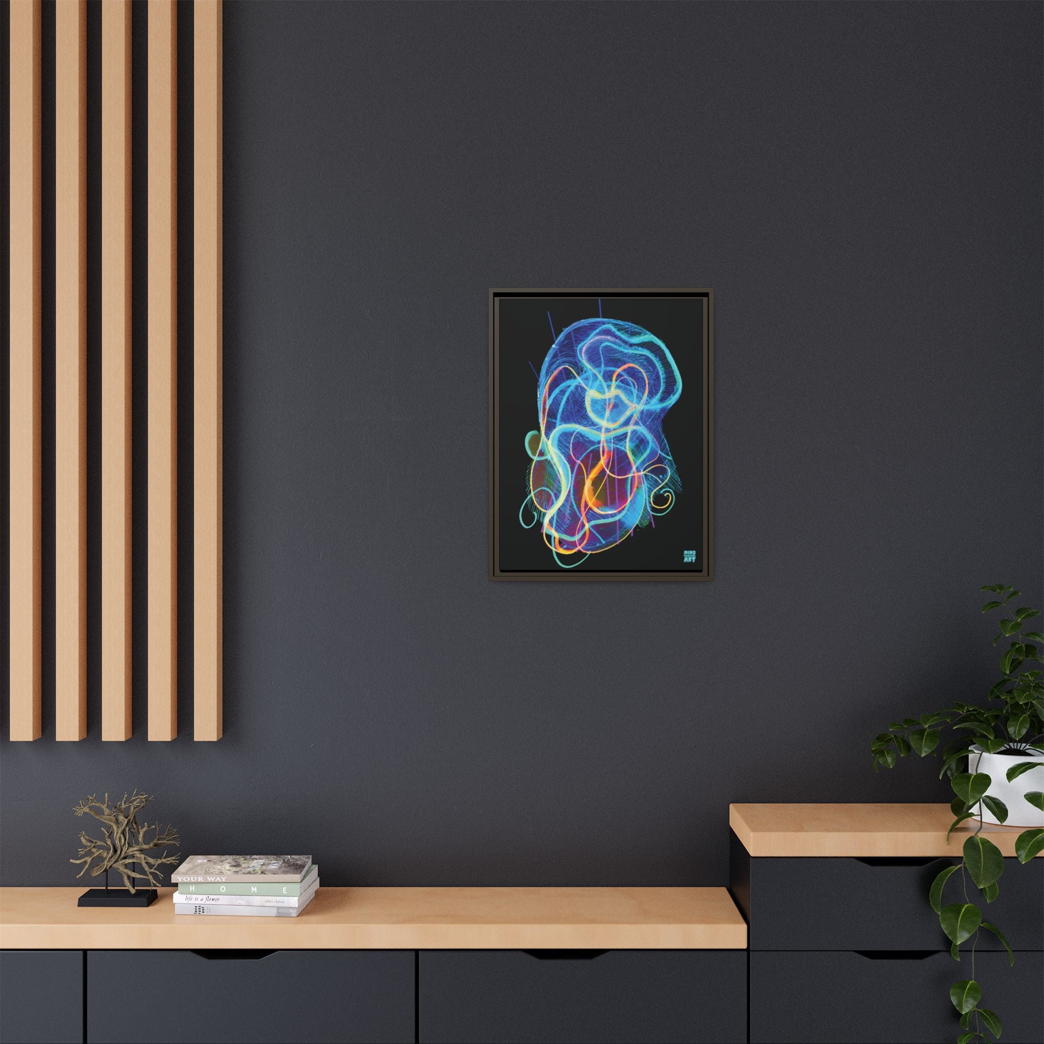 Davy Jones (Electric Blue, Black Background) Matte Canvas, Framed
