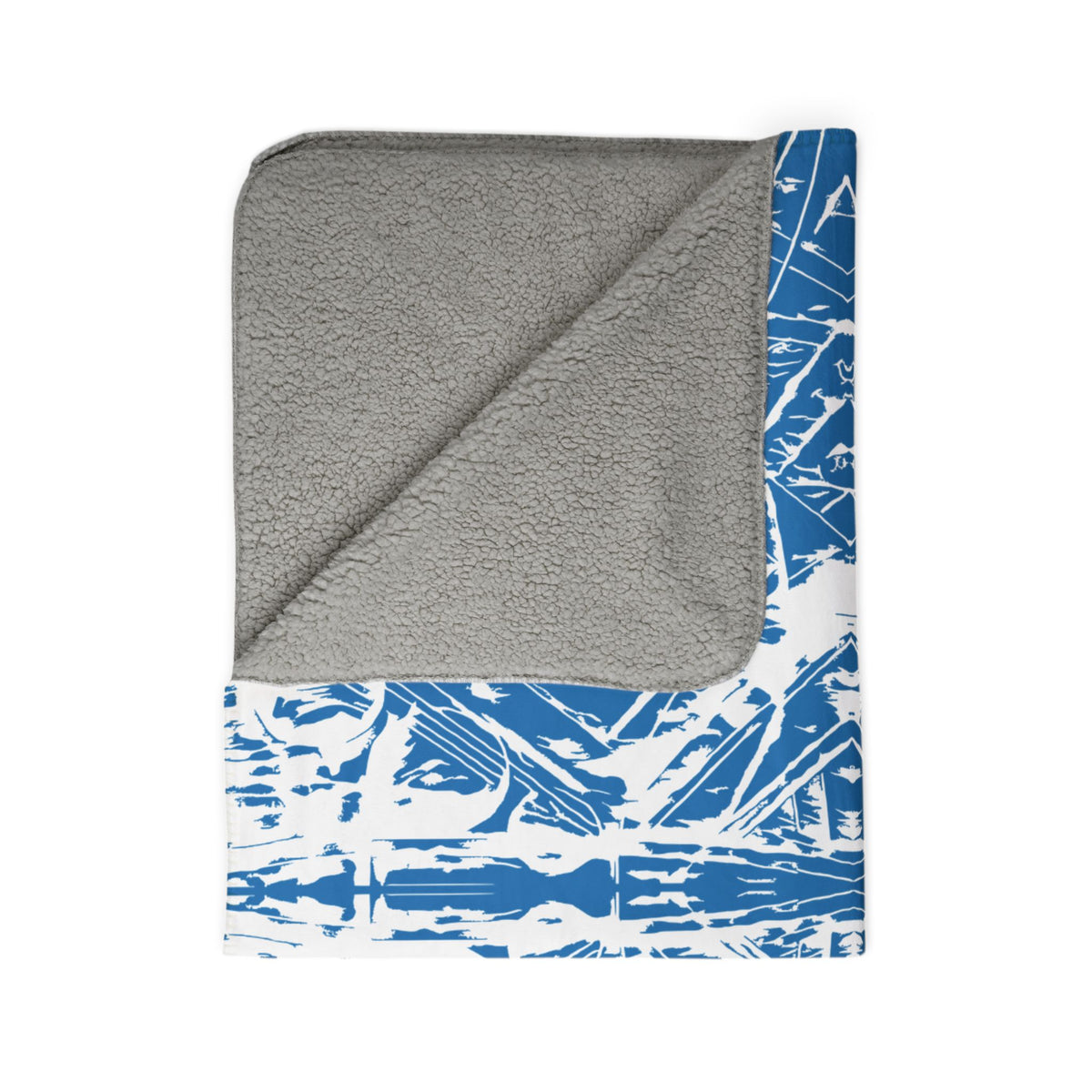 Love (White, Mirror, Blue Background) Fleece Sherpa Blanket