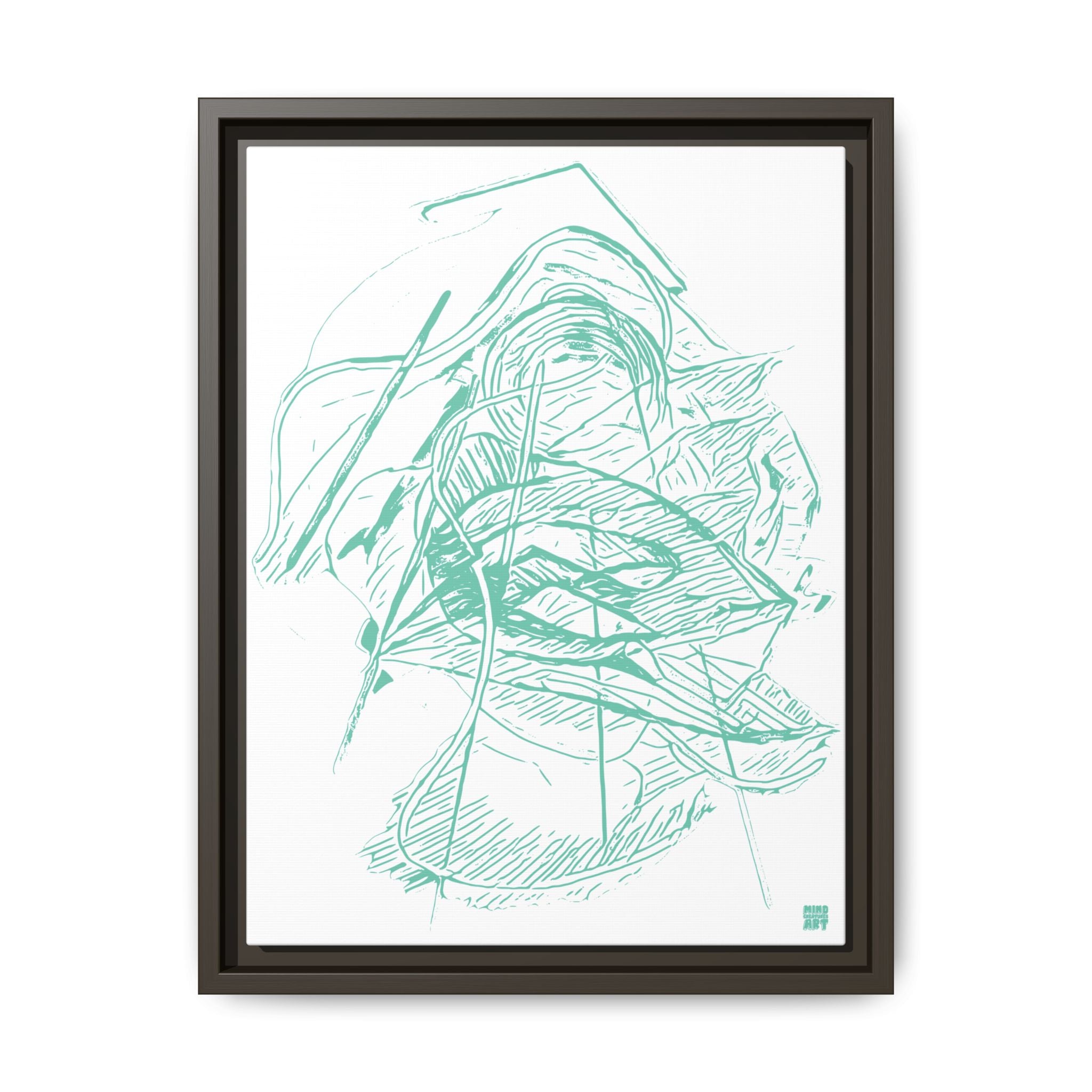 Dive Reflex (Teal, White Background) Matte Canvas, Framed