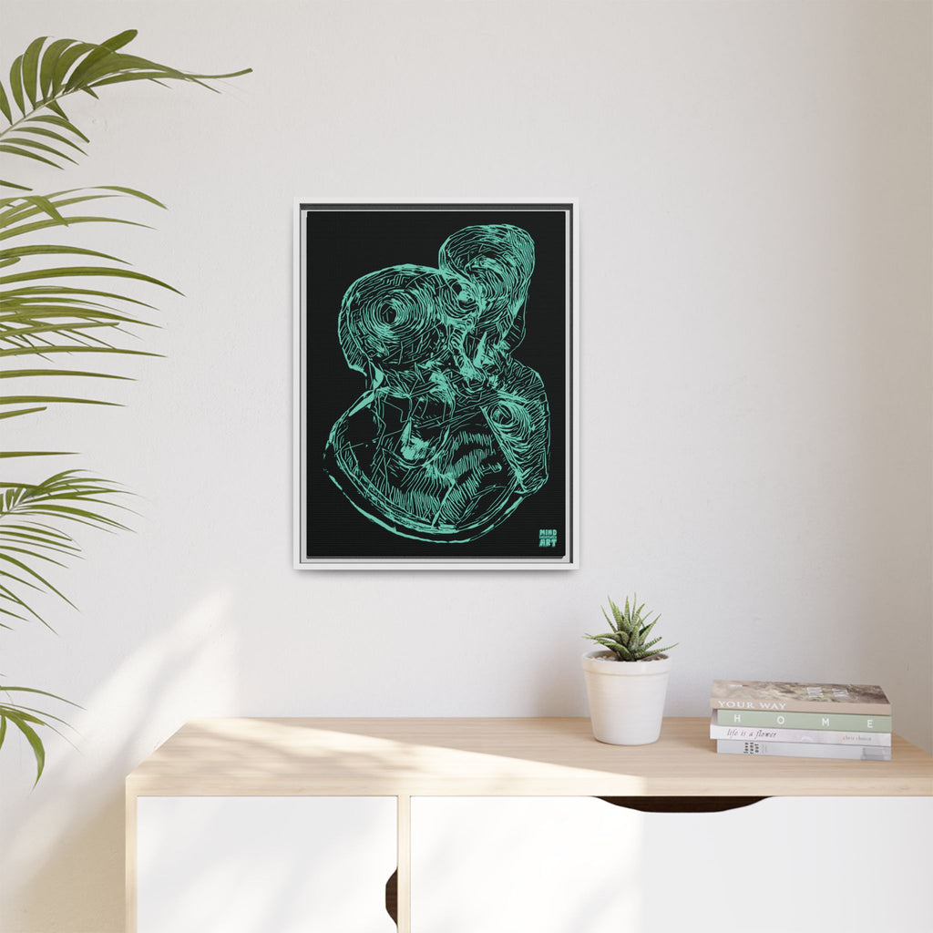 Curiosity (Teal, Black Background) Matte Canvas, Framed