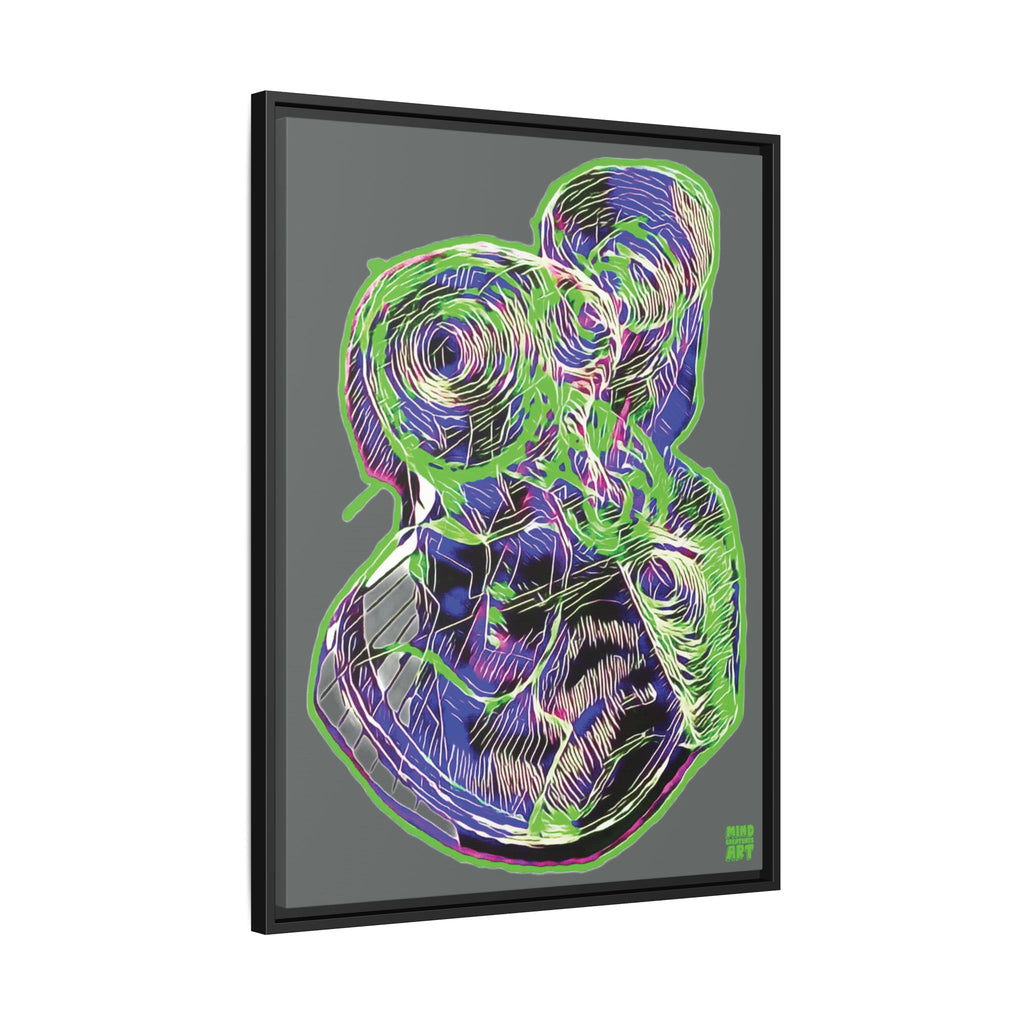 Curiosity (Electric Green, Dark Gray Background) Matte Canvas, Framed
