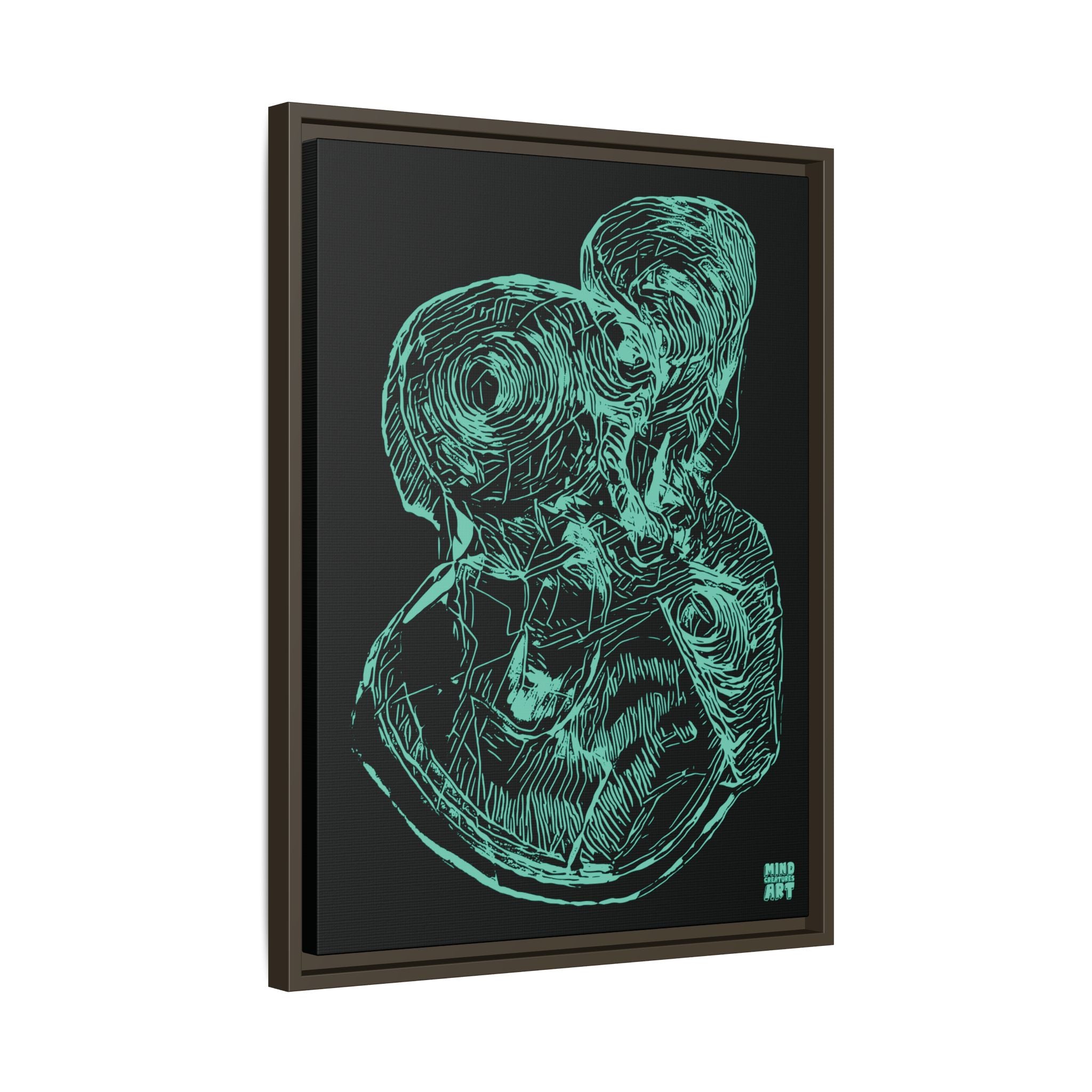 Curiosity (Teal, Black Background) Matte Canvas, Framed