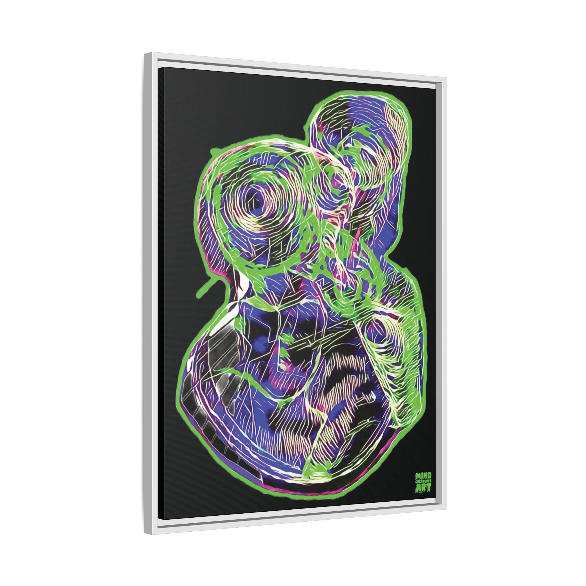 Curiosity (Electric Green, Black Background) Matte Canvas, Framed