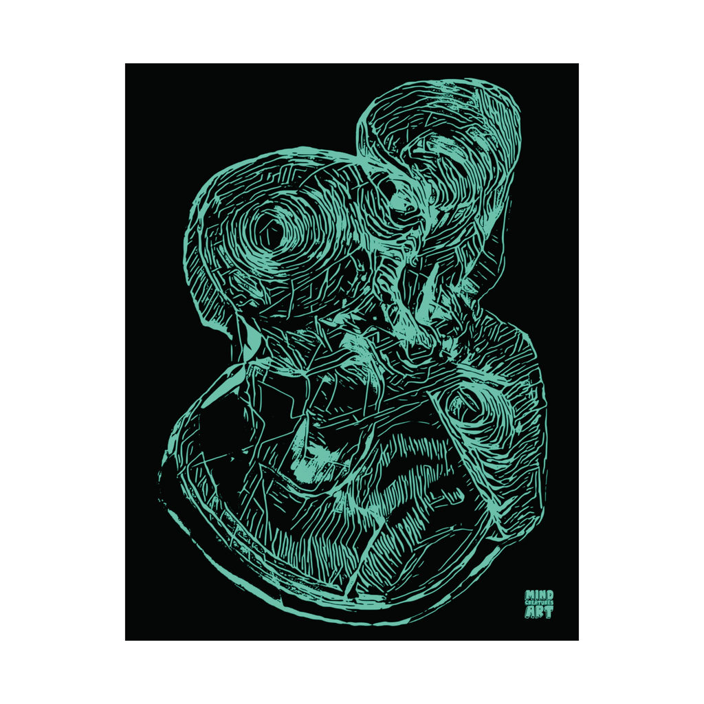 Curiosity (Teal, Black Background) Fine Art Poster