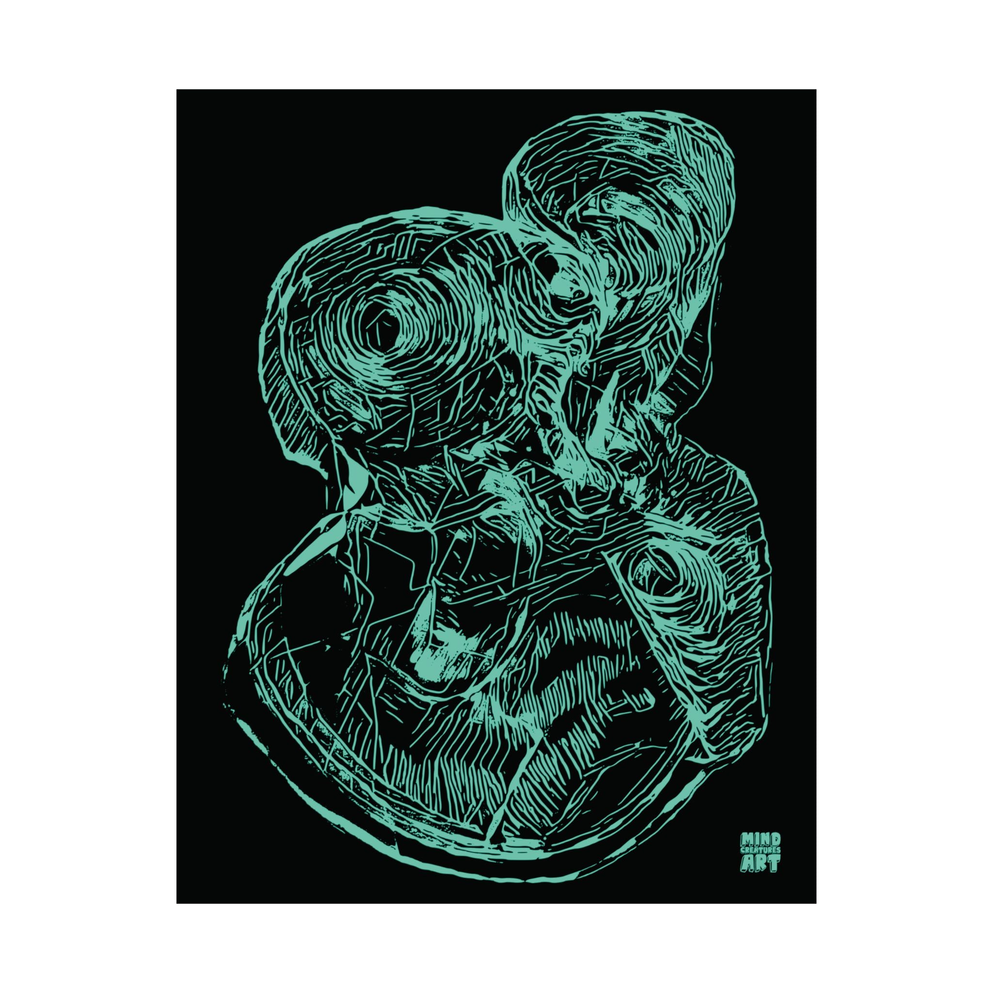Curiosity (Teal, Black Background) Fine Art Poster