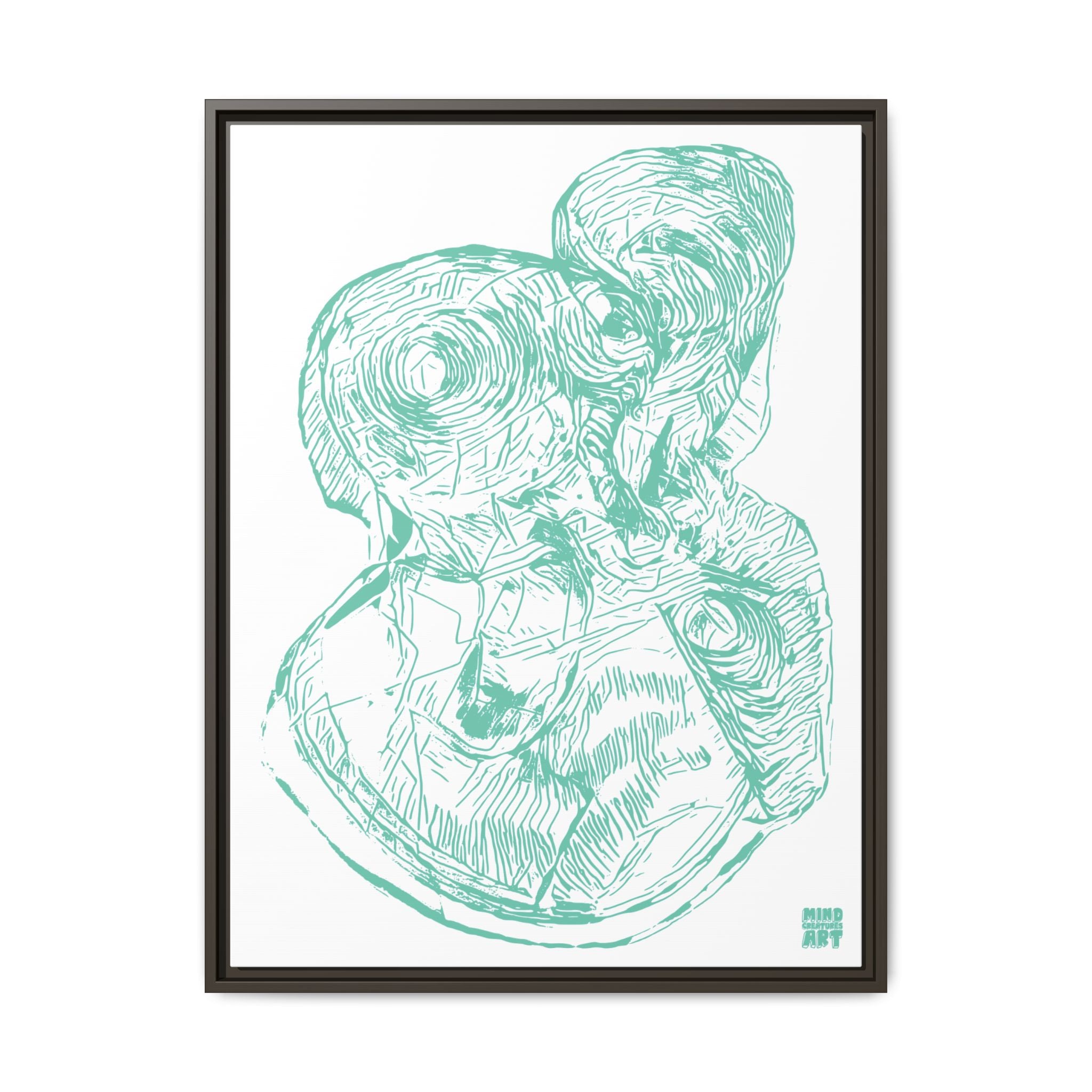Curiosity (Teal, White Background) Matte Canvas, Framed
