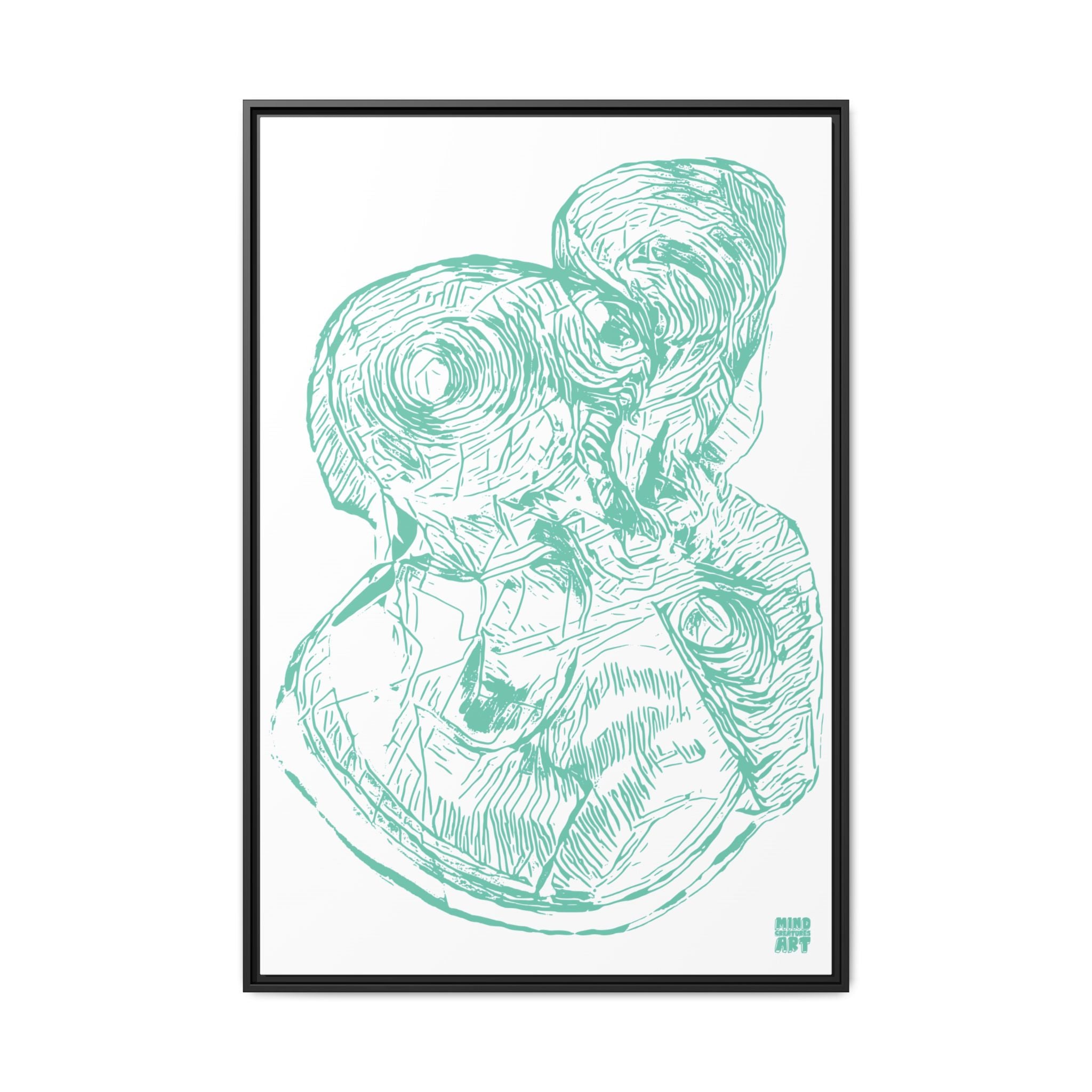Curiosity (Teal, White Background) Matte Canvas, Framed