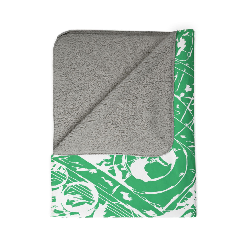 Love (White, Mirror, Green Background) Fleece Sherpa Blanket