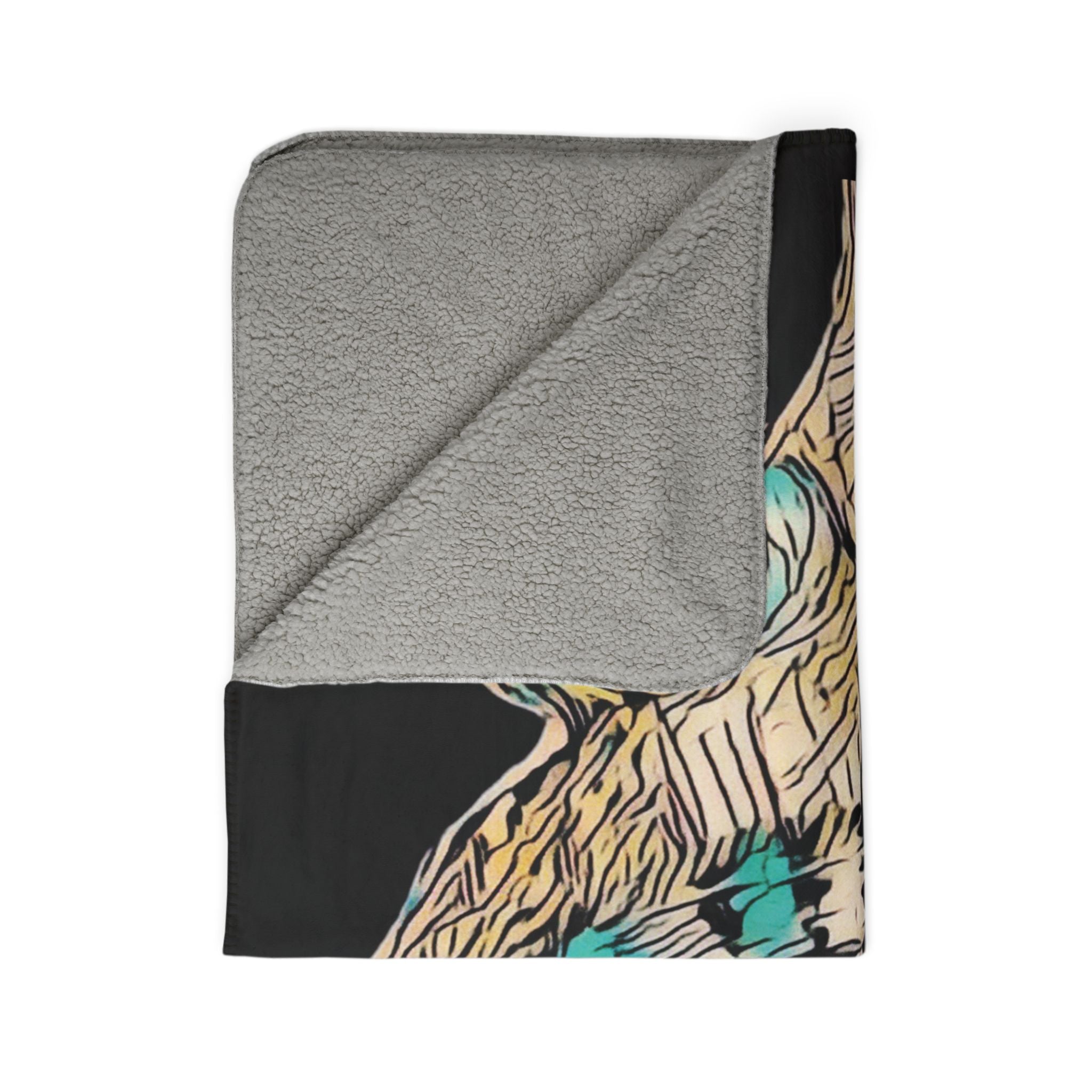 Hypnagogic (Gold, Black Background) Fleece Sherpa Blanket