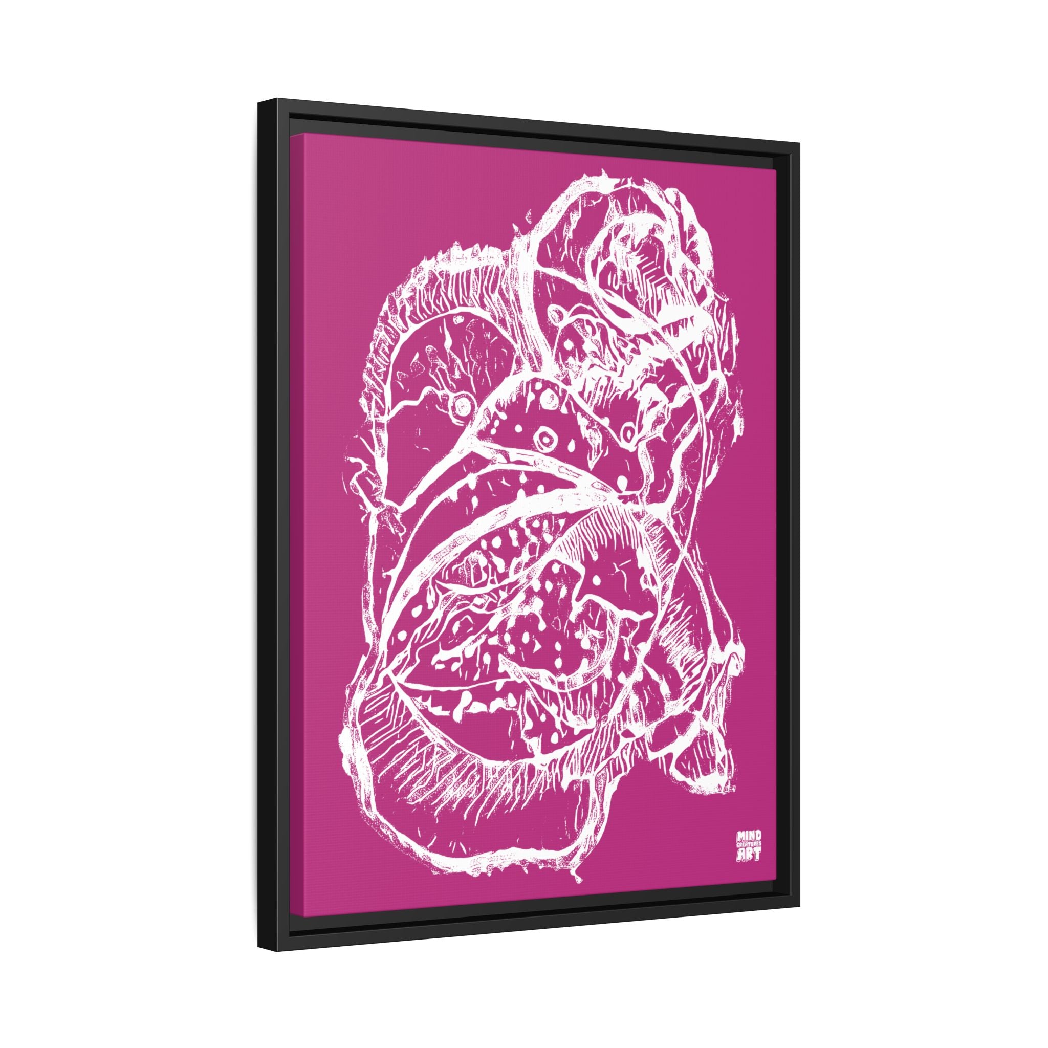 Exploration (White, Pink Background) Matte Canvas, Framed