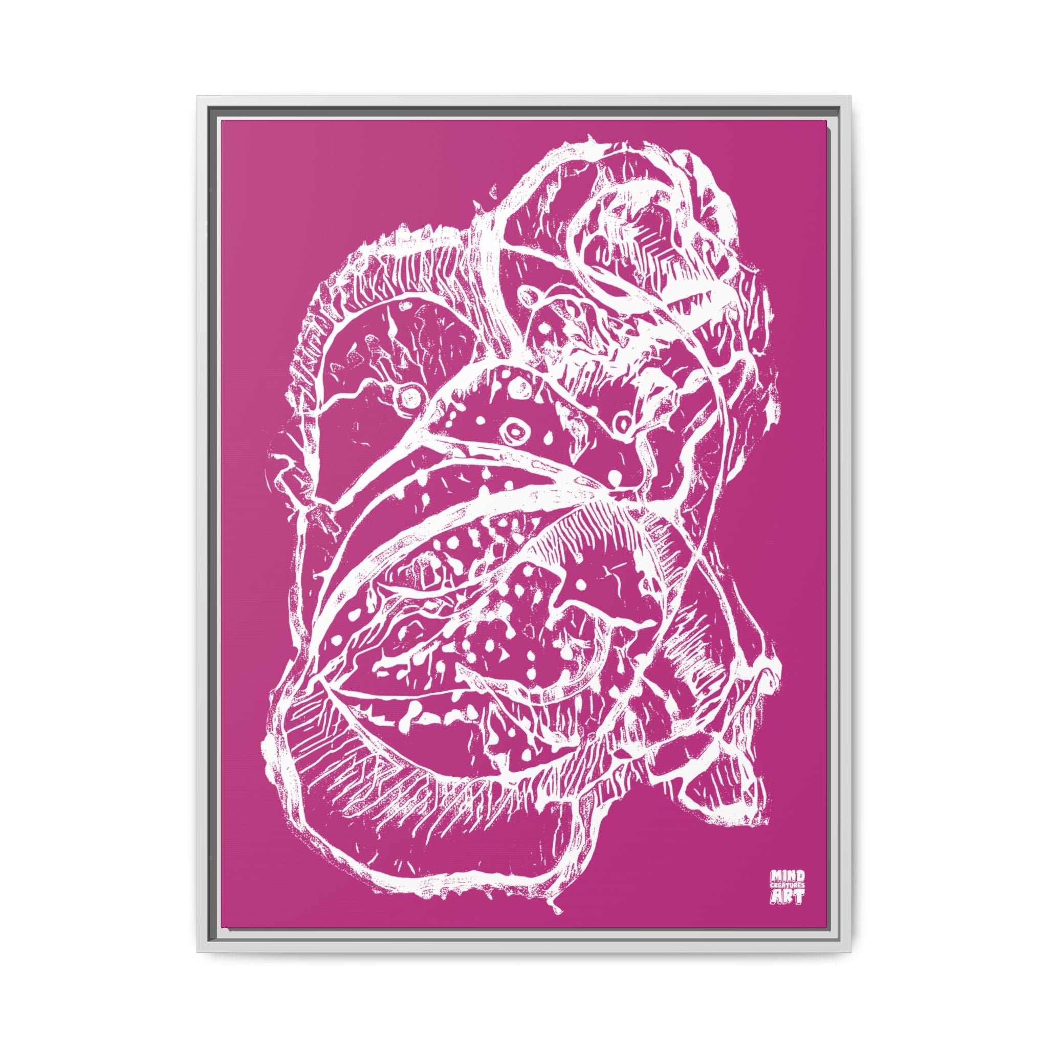 Exploration (White, Pink Background) Matte Canvas, Framed