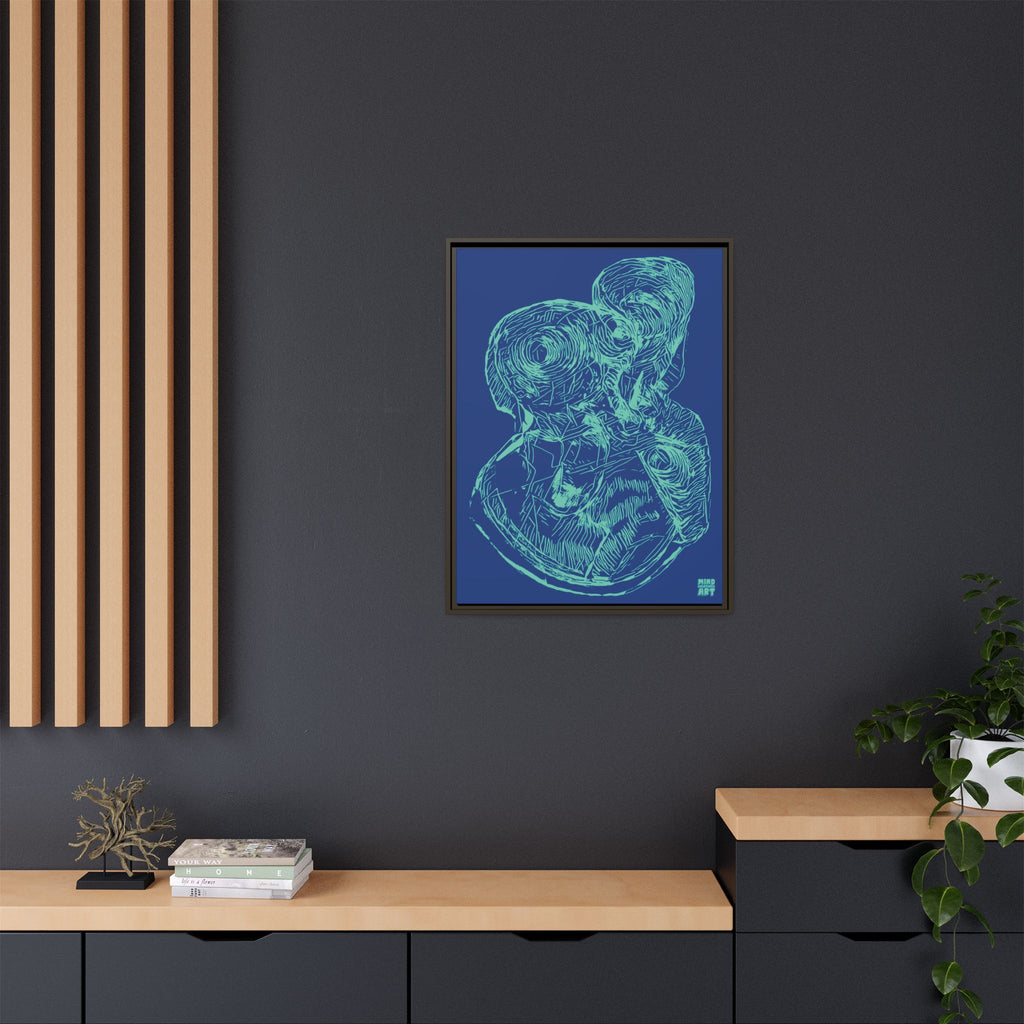 Curiosity (Teal, Dark Blue Background) Matte Canvas, Framed