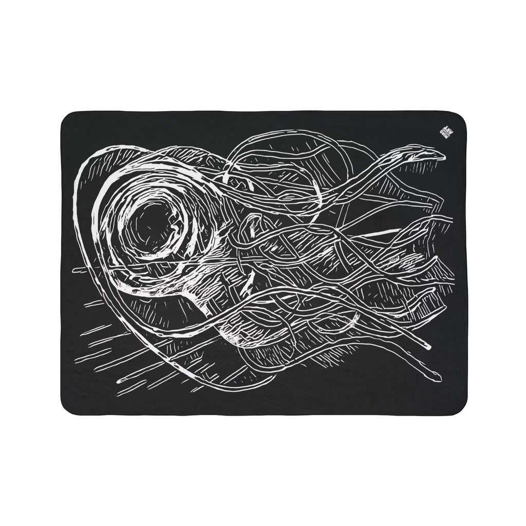 Jelly Jam (White, Black Background) Fleece Sherpa Blanket