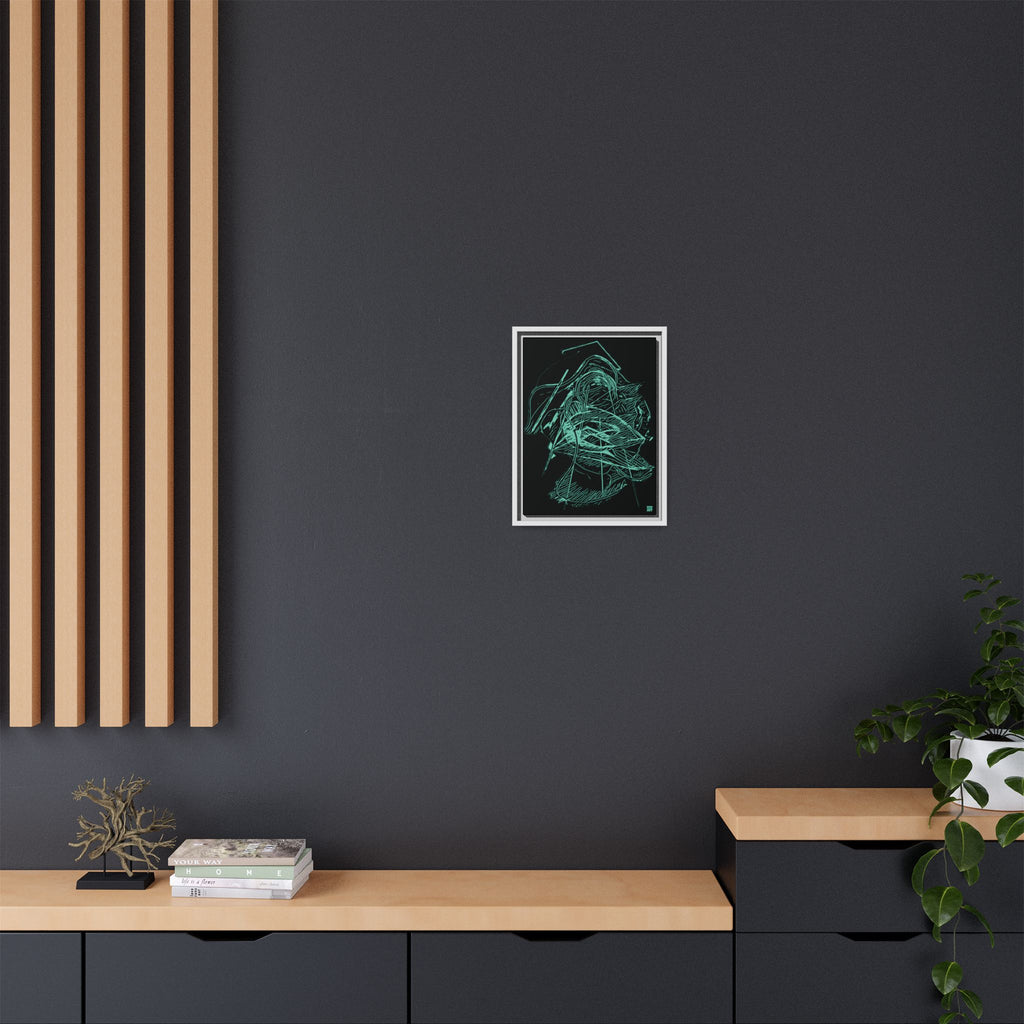 Dive Reflex (Teal, Black Background) Matte Canvas, Framed