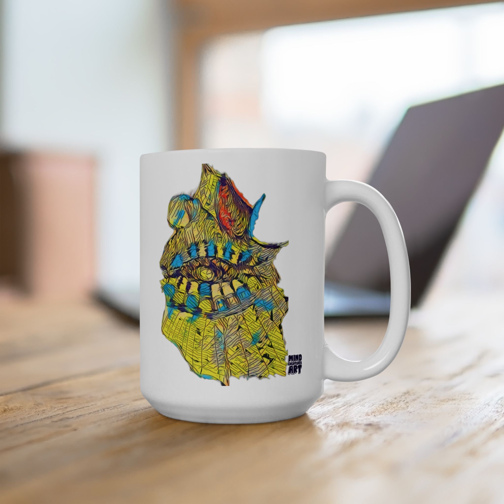 Hypnagogic (Neon) White Ceramic Mug, (11oz, 15oz)