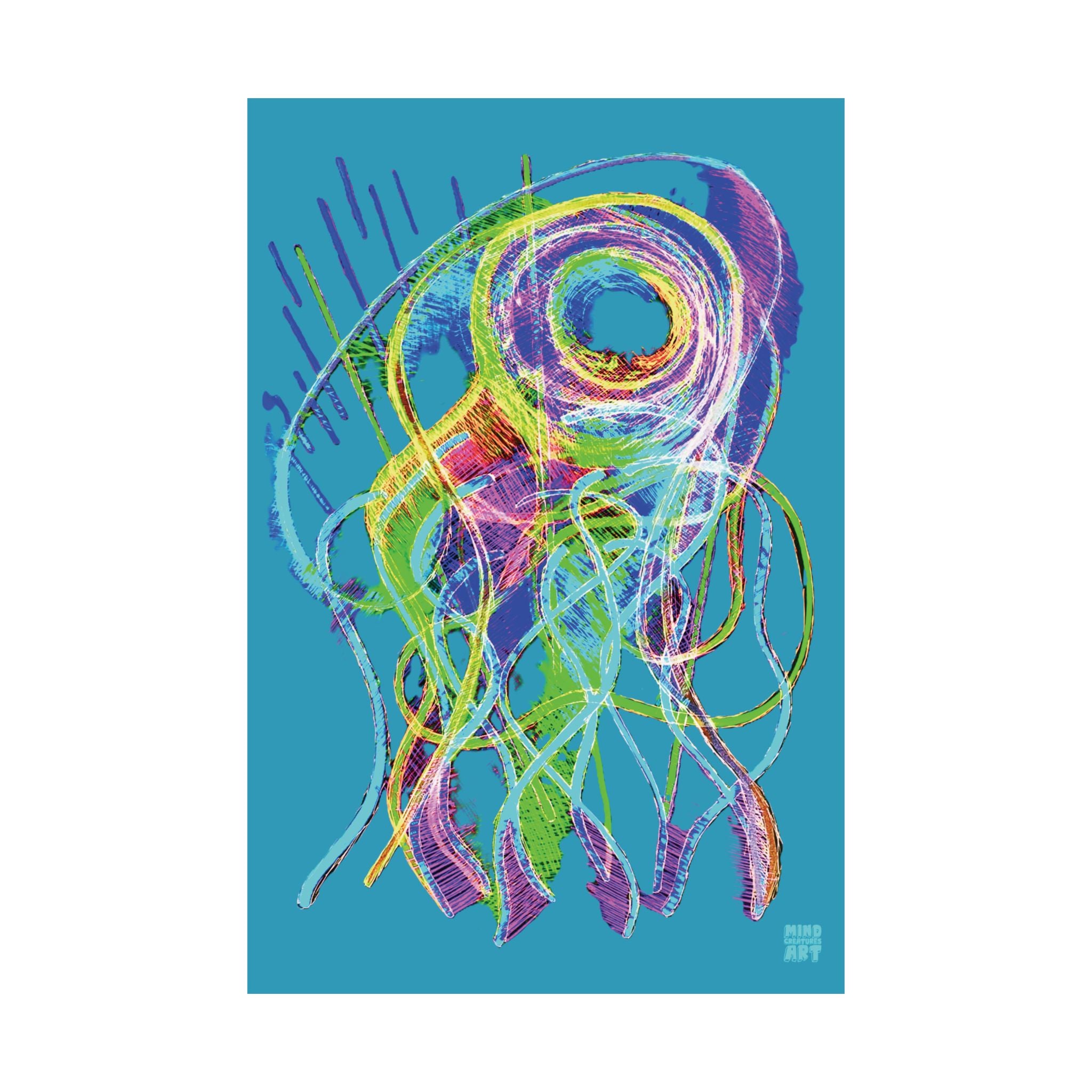 Jelly Jam (Neon, Turquoise Background) Matte Poster