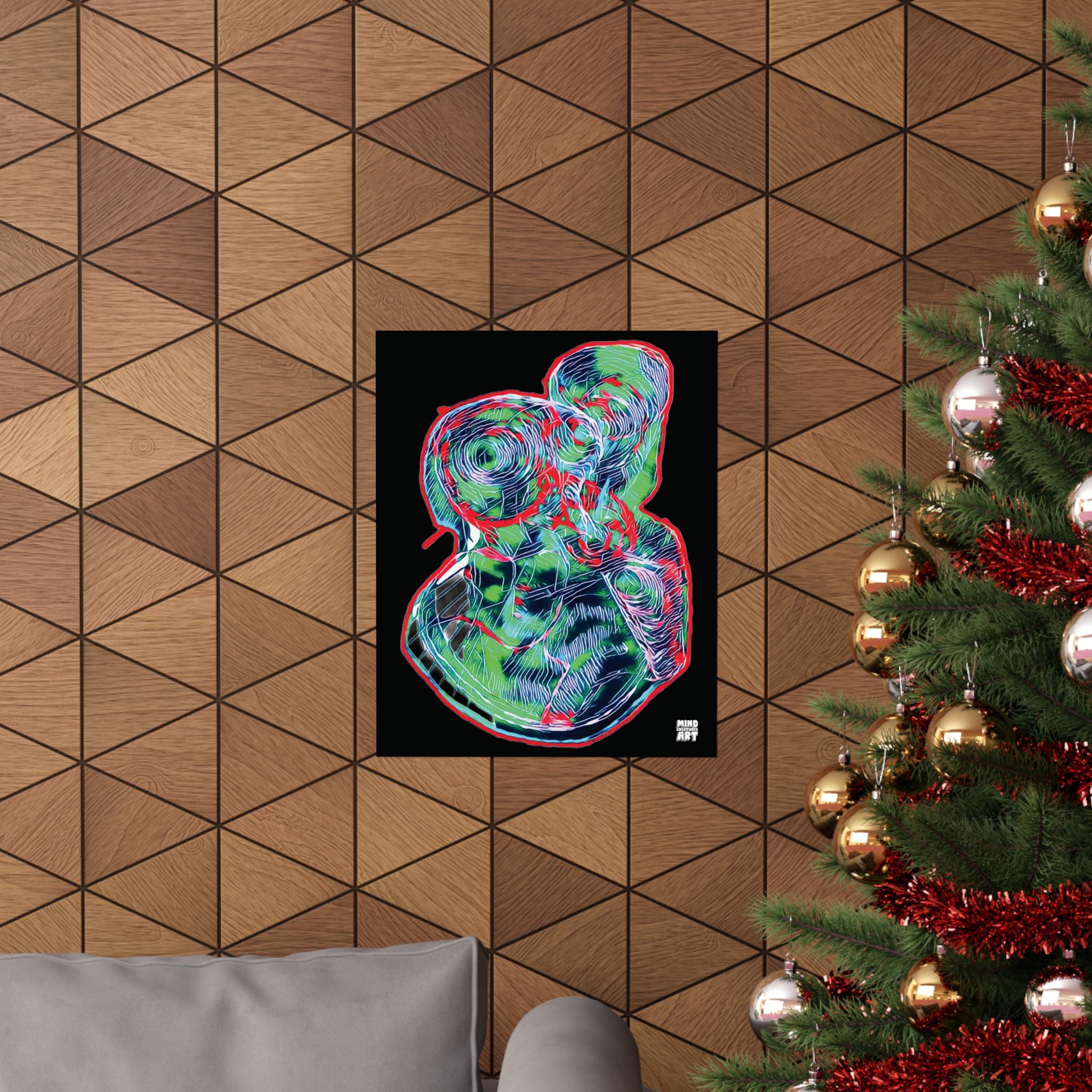 Curiosity (Red & Green, Black Background) Matte Poster