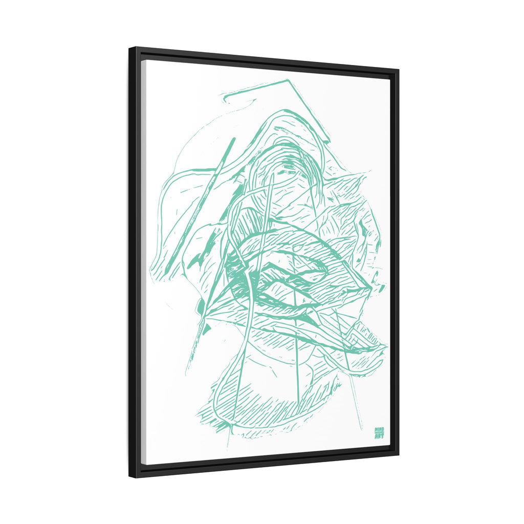 Dive Reflex (Teal, White Background) Matte Canvas, Framed